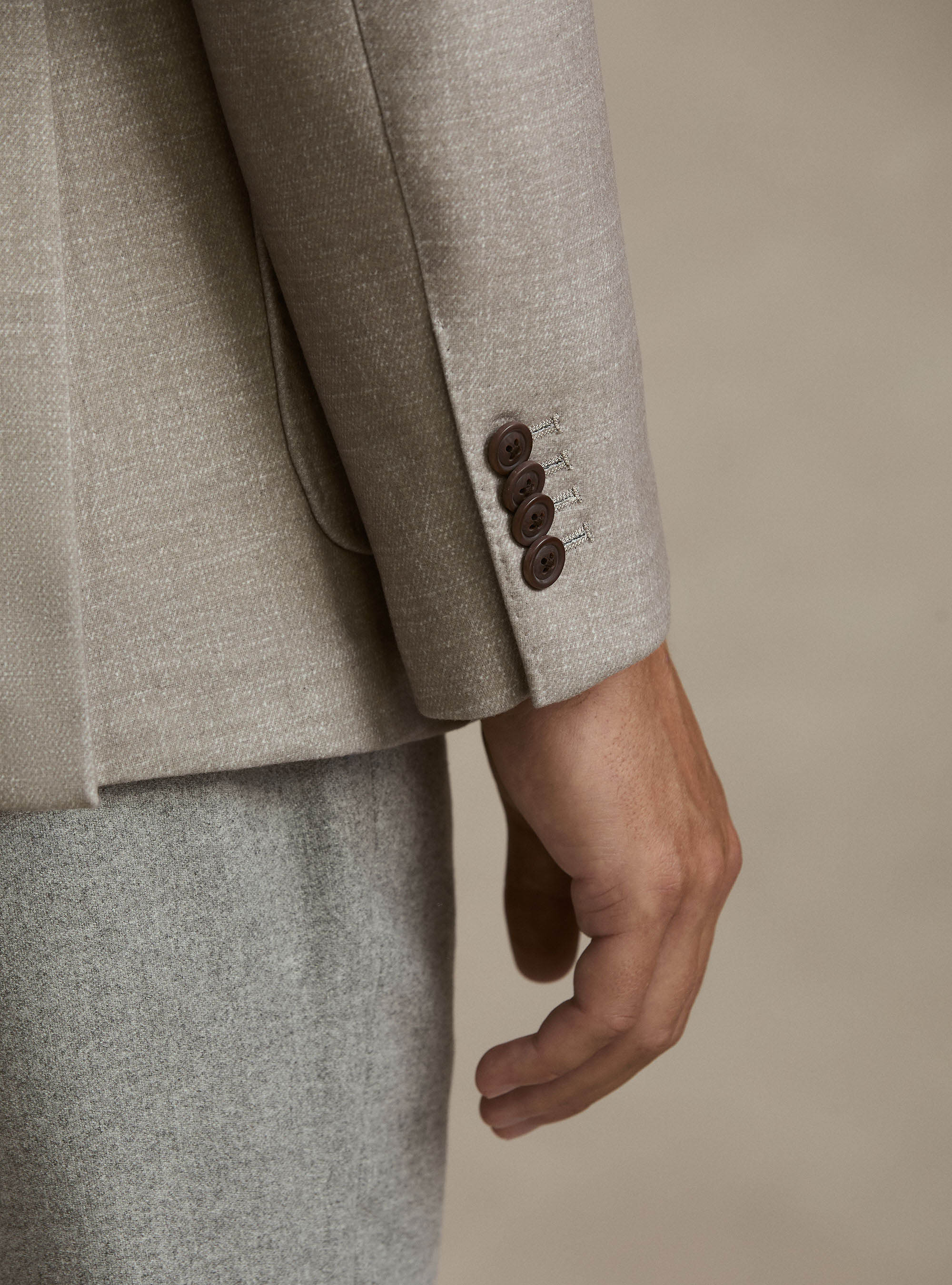 Single-Breasted Printed Wool Blazer, SAND