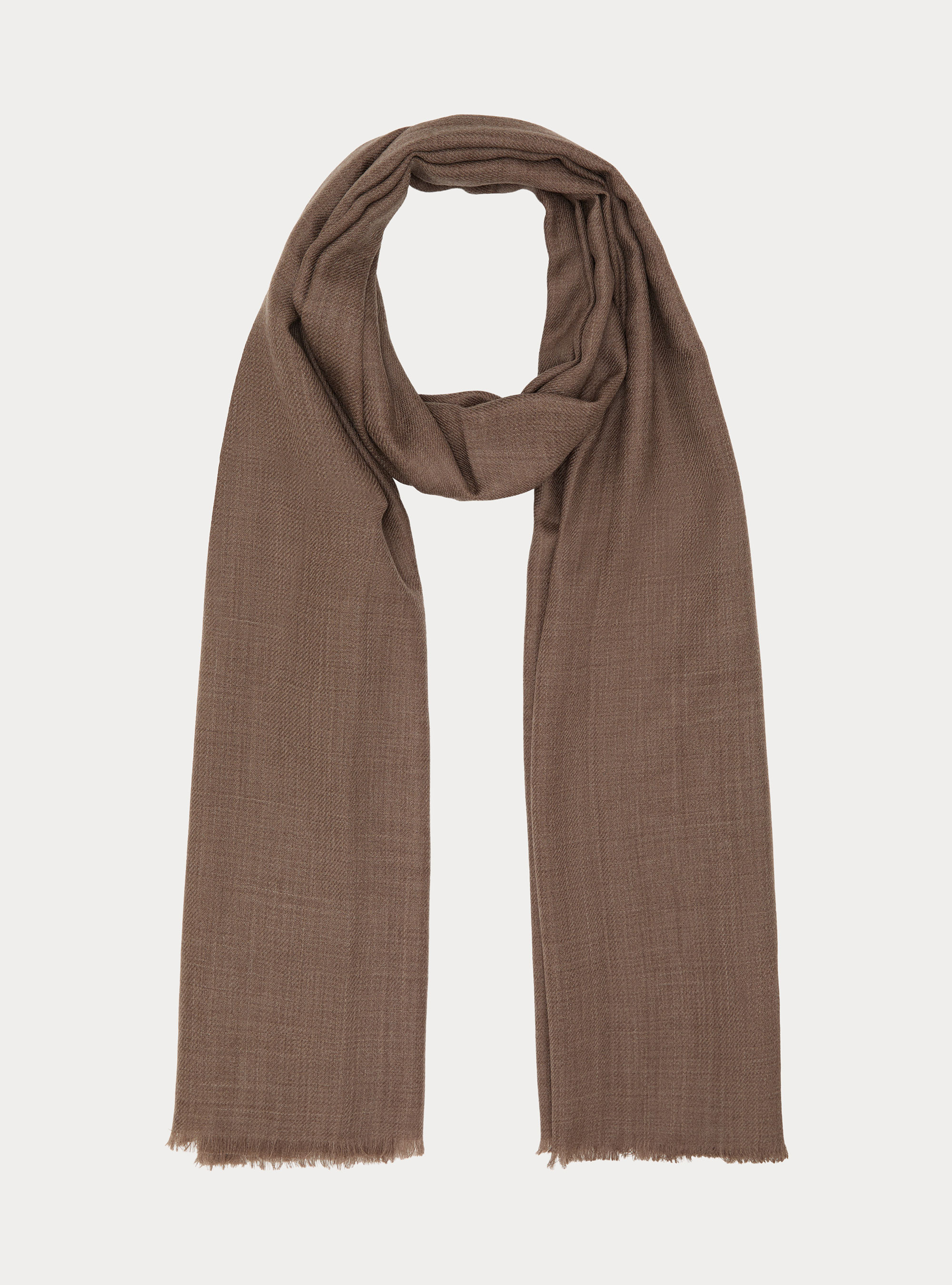 Lightweight embroidered wool scarf, MUD