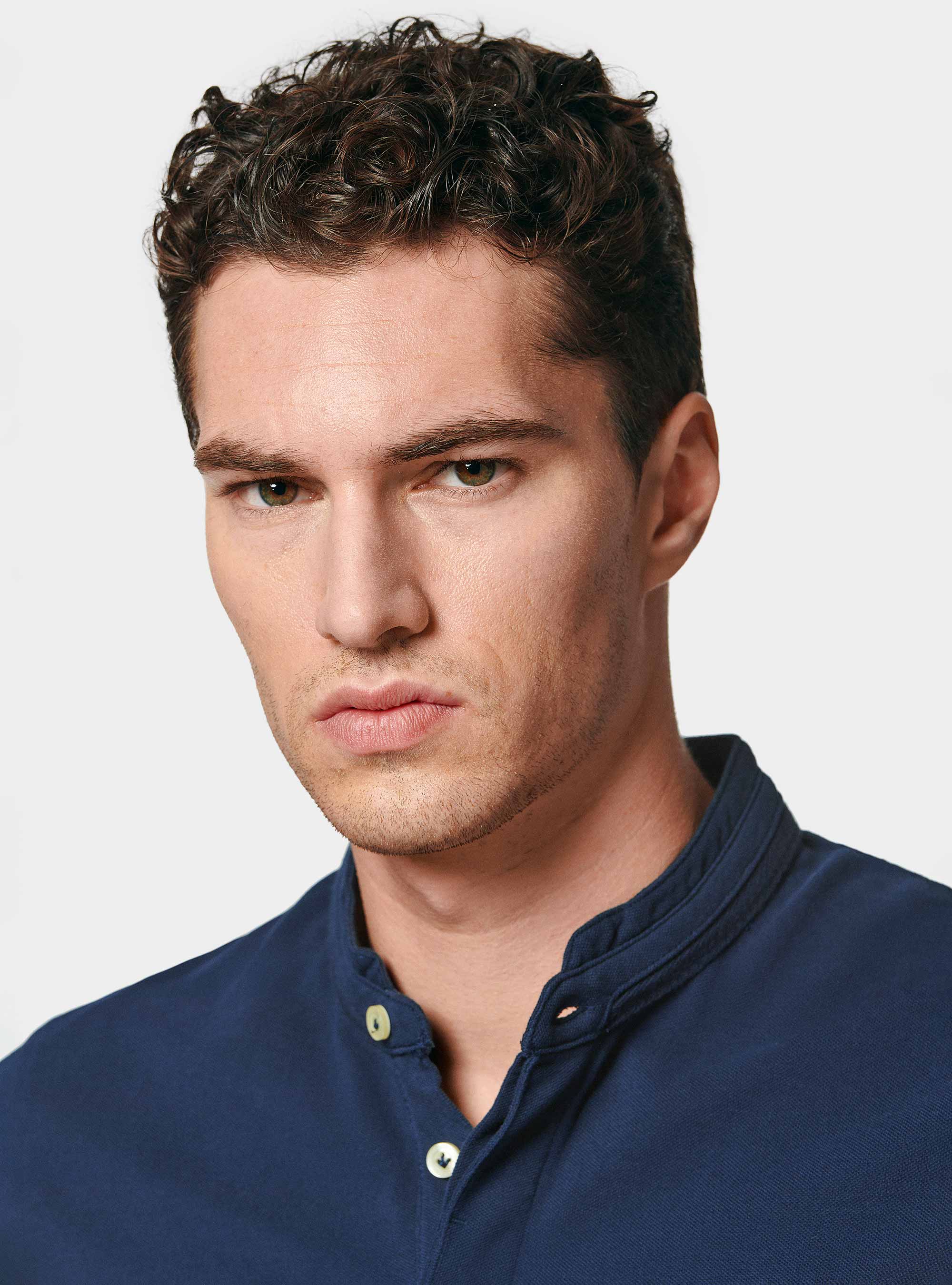 Polo coreana in piquet, BLU