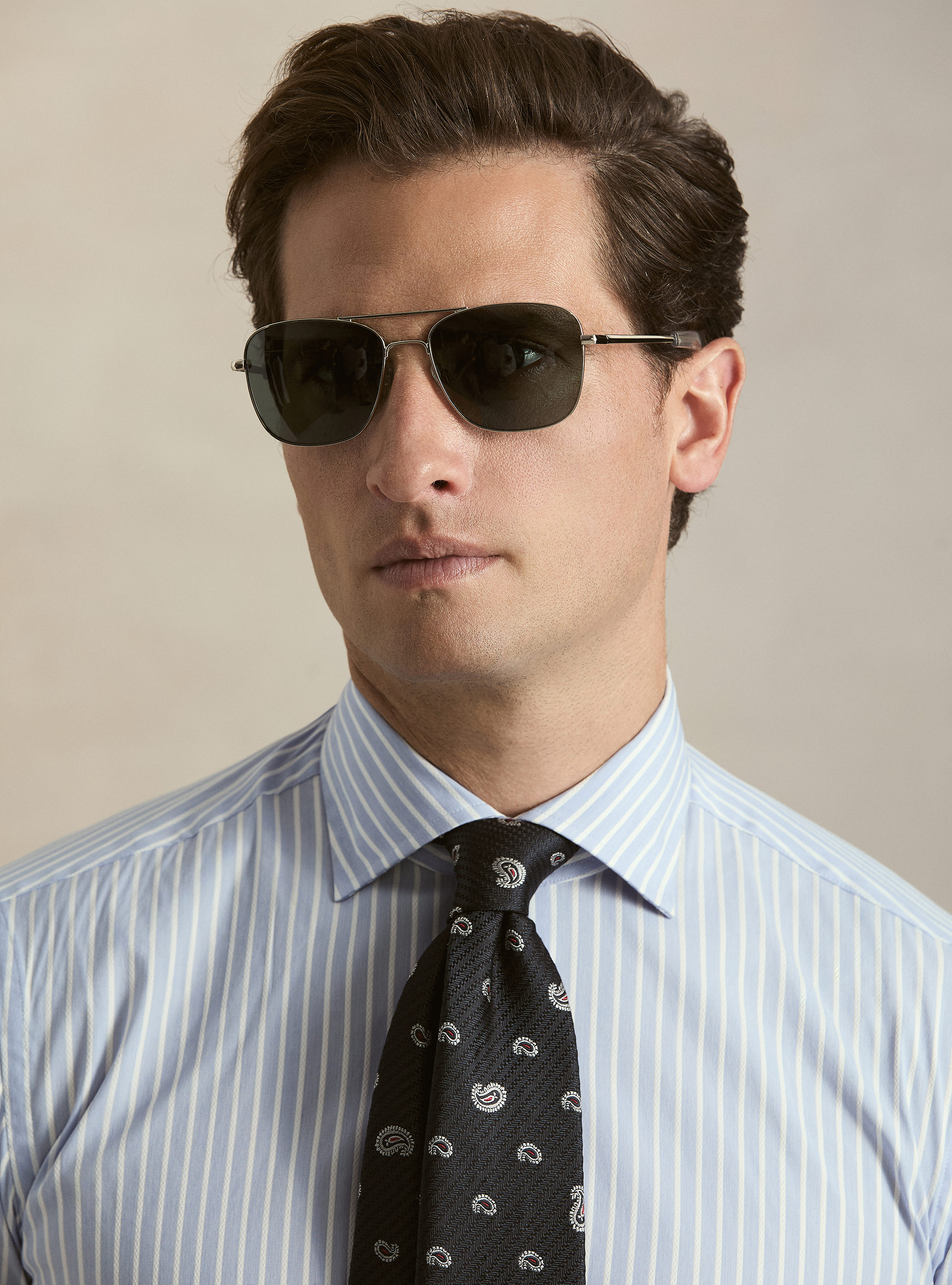 Striped cotton blend shirt, LIGHT BLUE