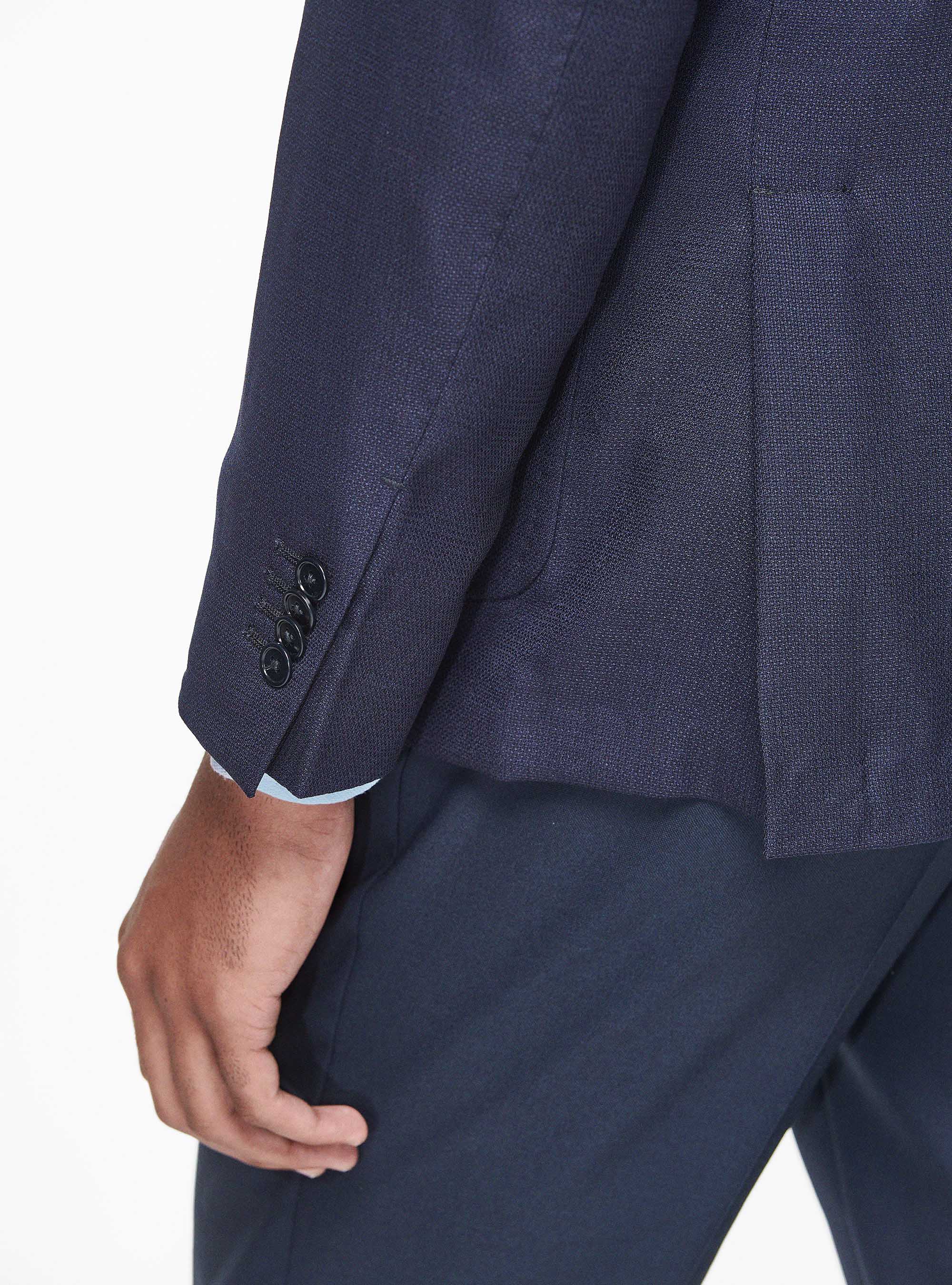 Giacca in lana micro texture, BLU NAVY