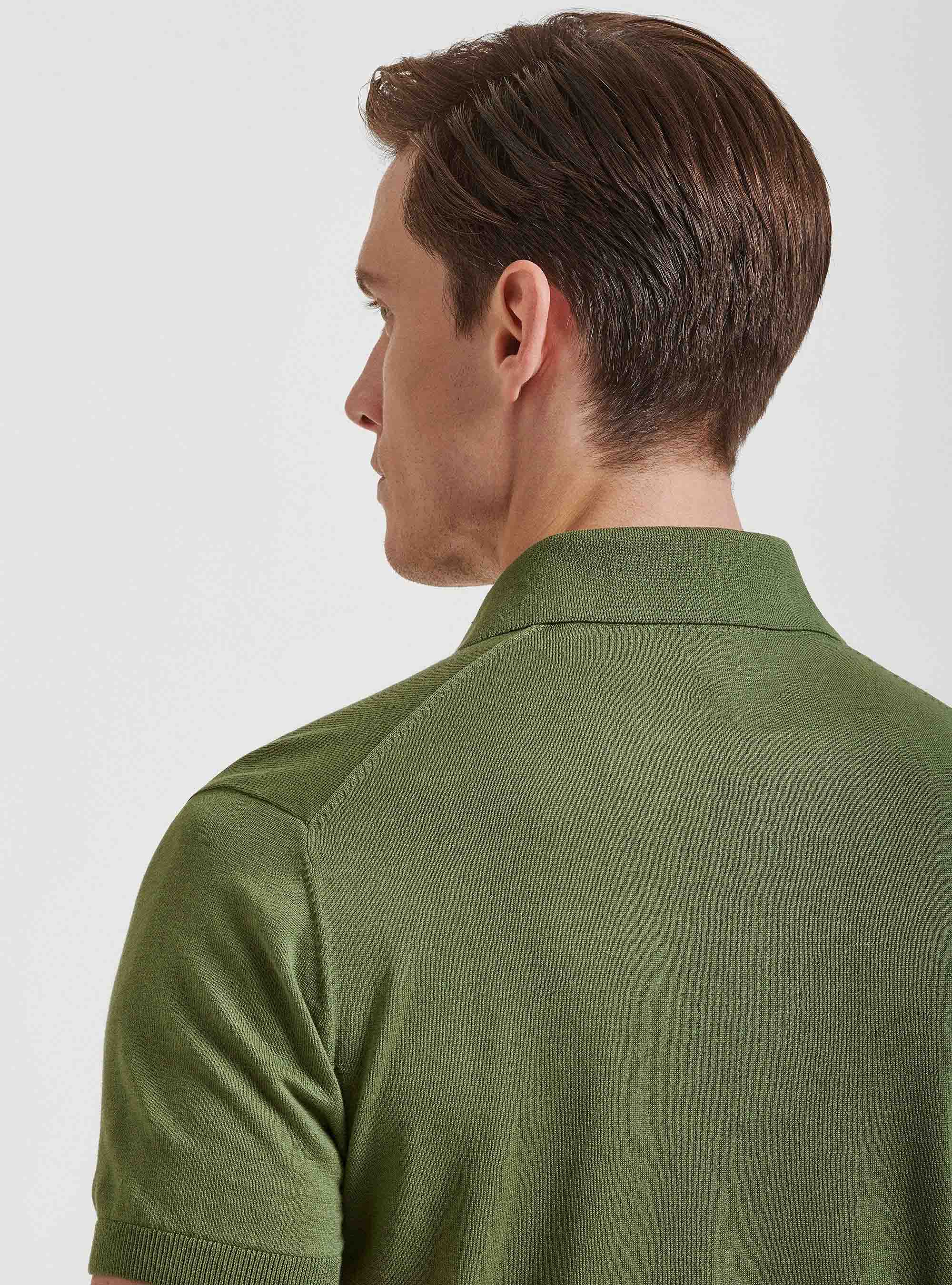 Polo de seda y algod&oacute;n, VERDE OLIVA