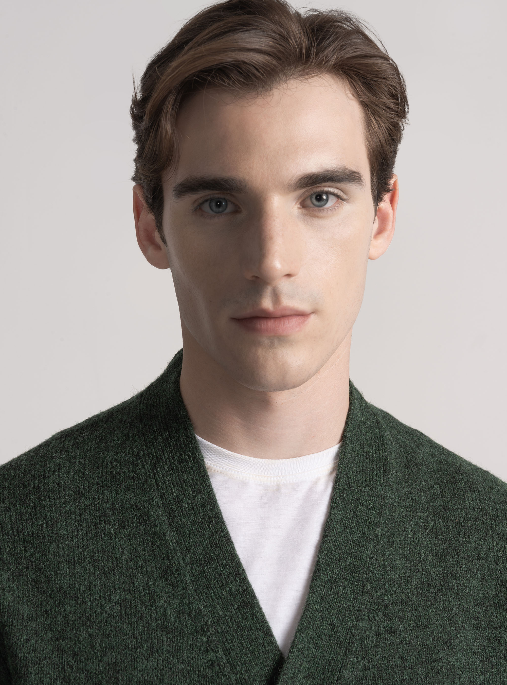 Cardigan in maglia di lana shetland, VERDE