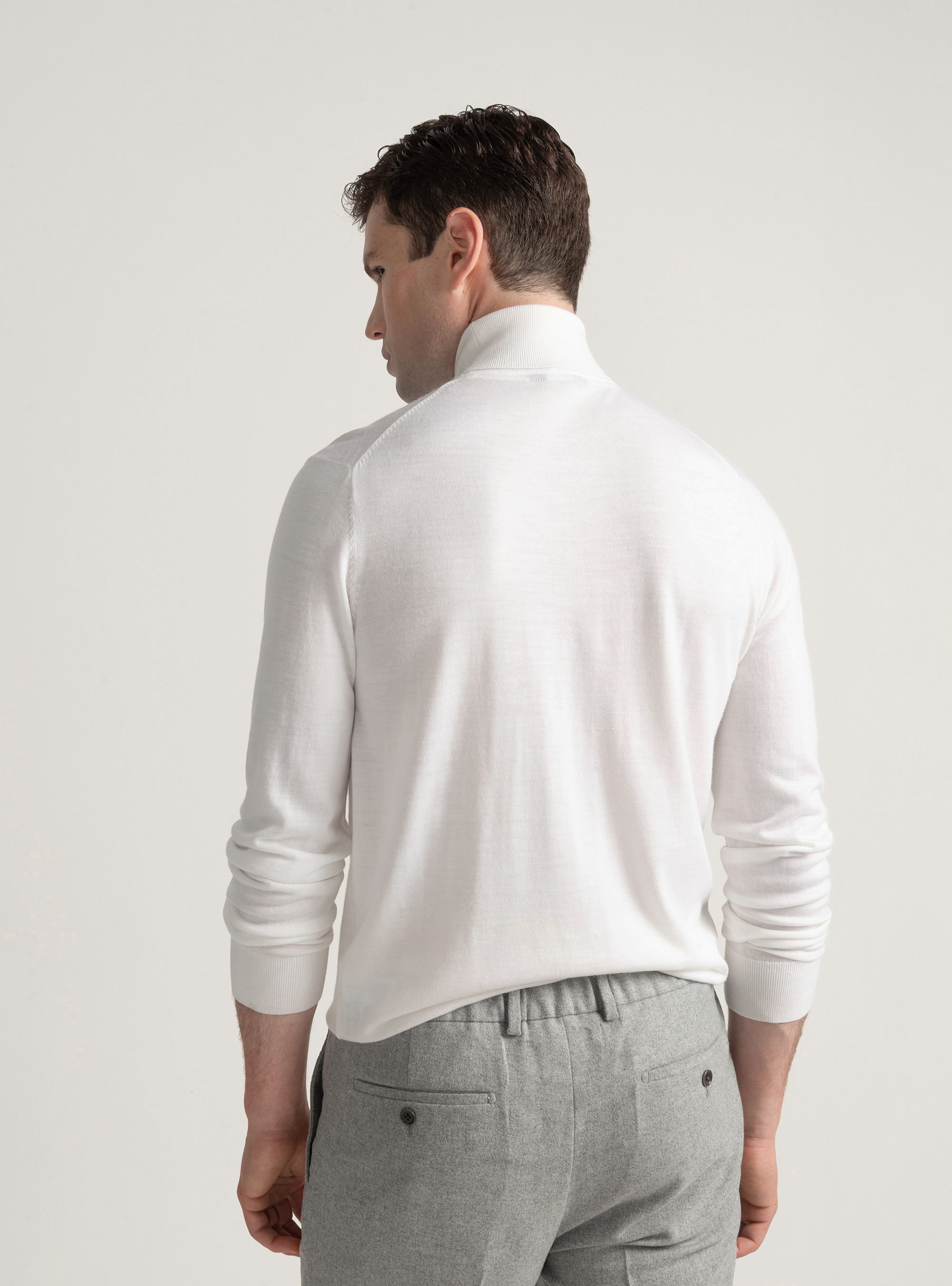 Turtleneck in pure extra-fine merino wool, WHITE