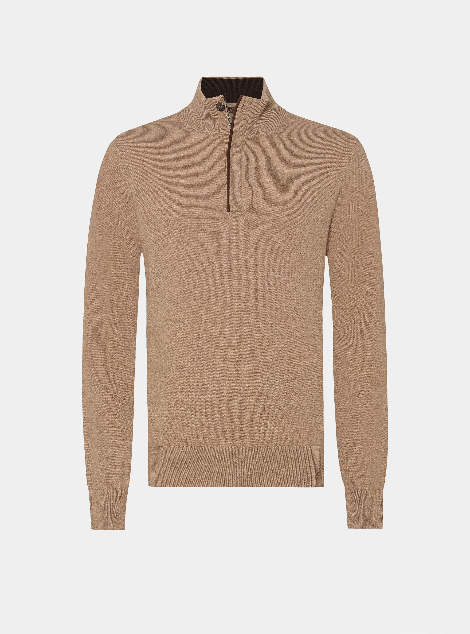 Lambswool and cashmere half-zip sweater, CAMMELLO 0570C
