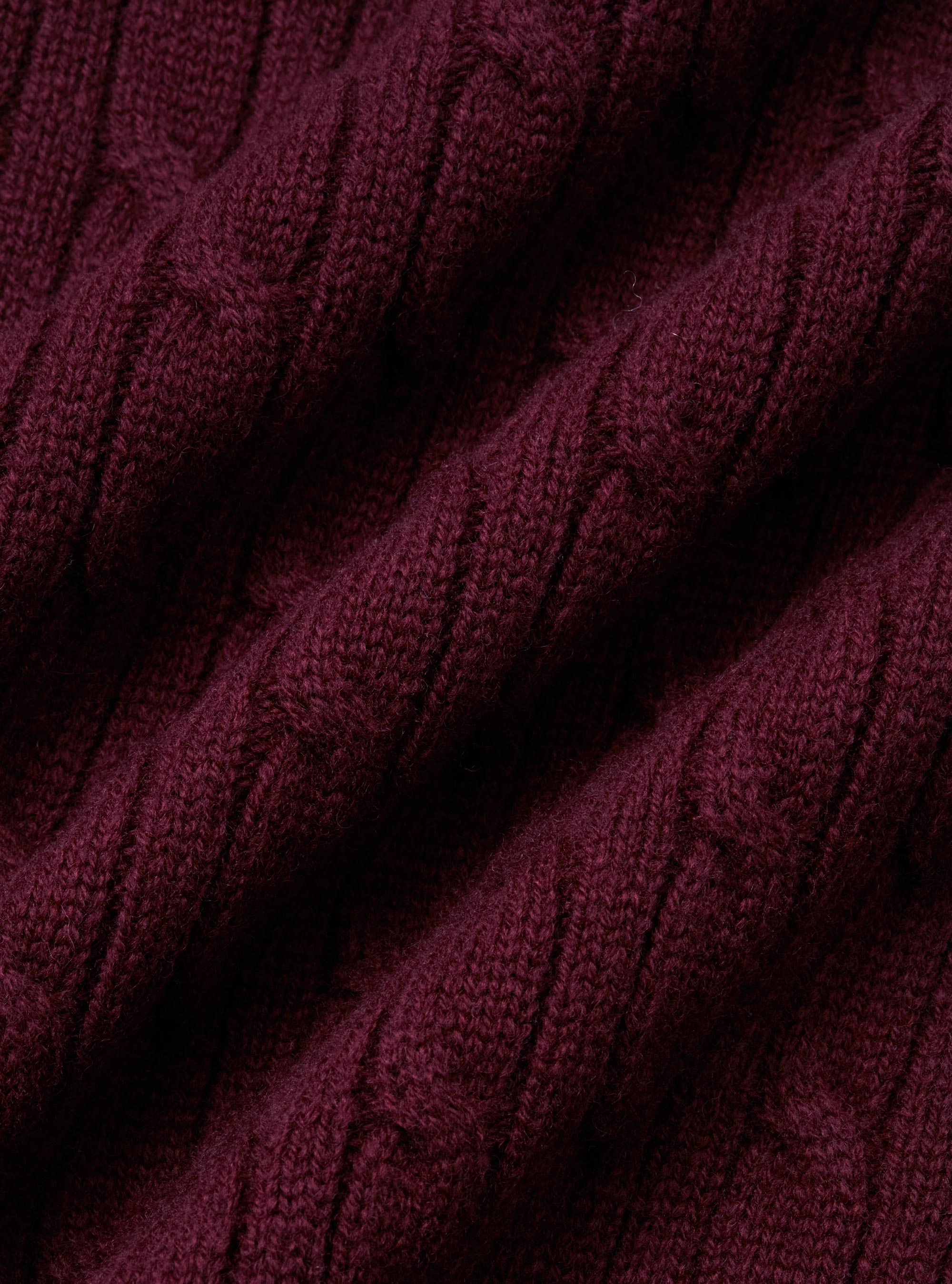 Merino wool V-neck sweater with braid, BORDEAUX