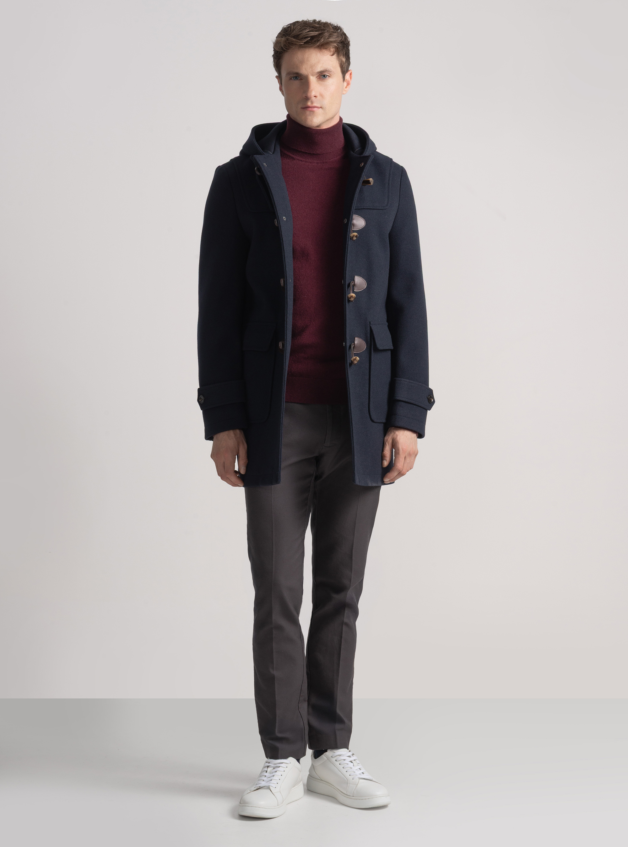 Basic wool-blend Montgomery, NAVY BLUE