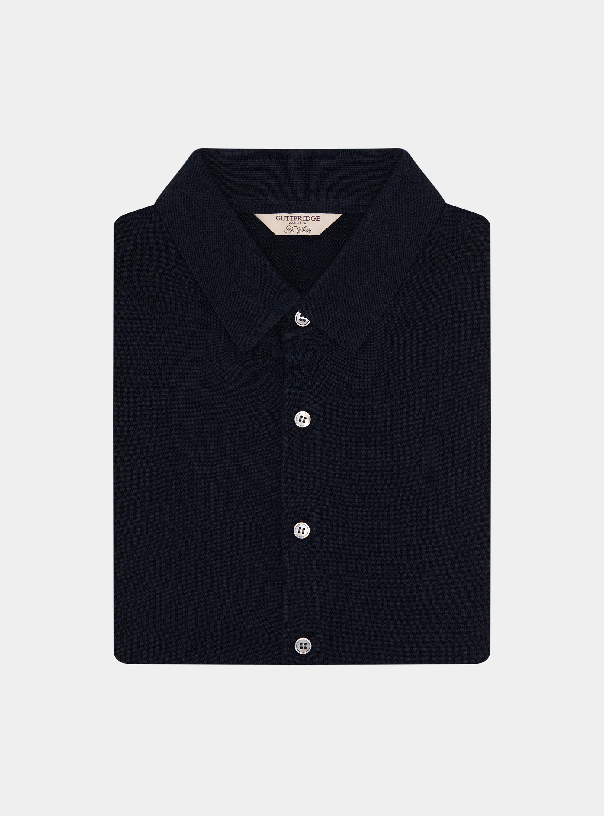 Cotton and silk polo shirt, NAVY BLUE