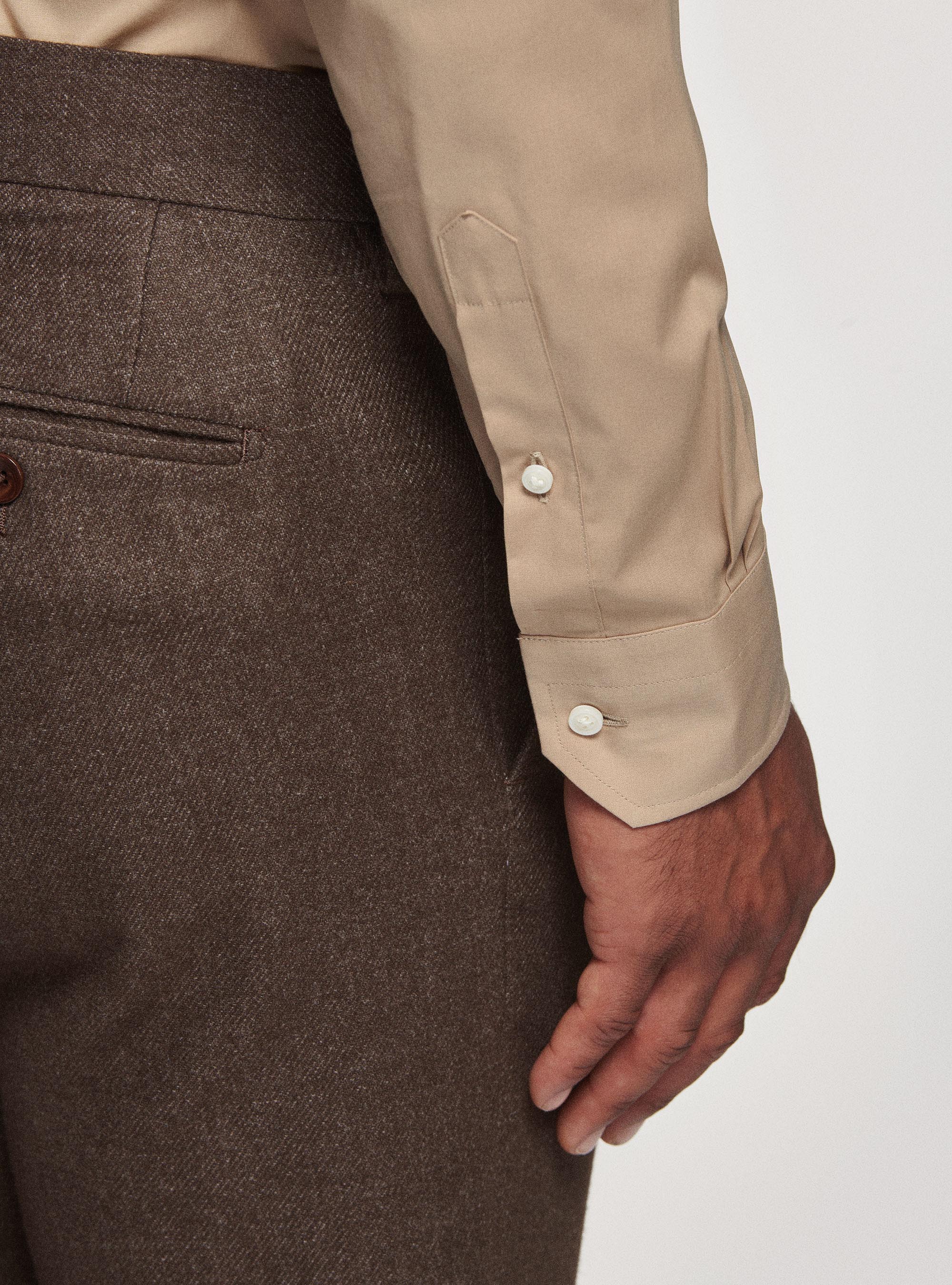 Stretch poplin shirt, SAND