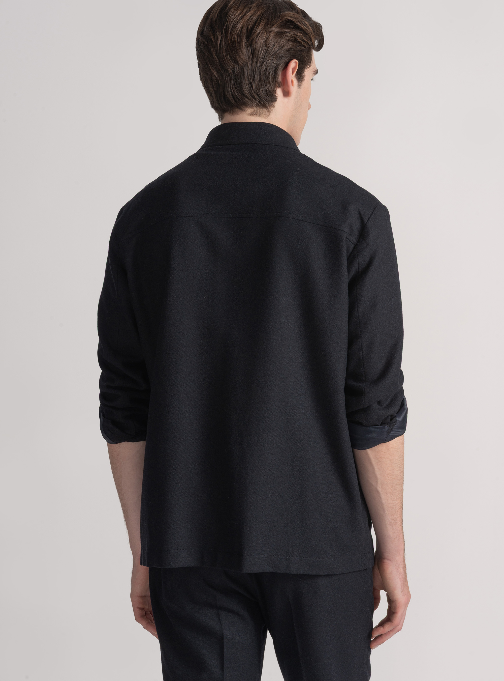 Giacca camicia leggera in misto lana, NAVY DARK 0219C