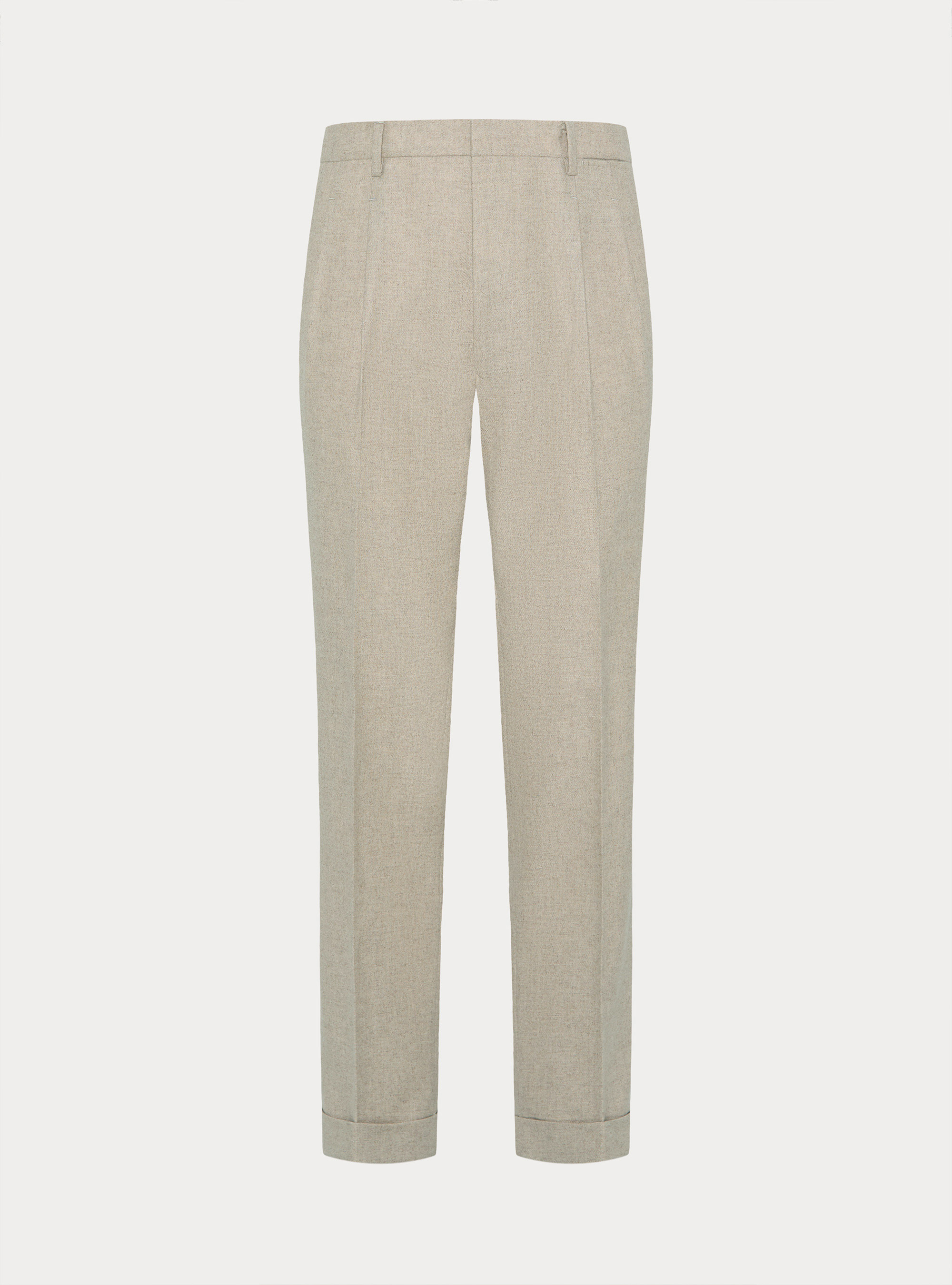 Lightweight wool blend pleated trousers, ECRU