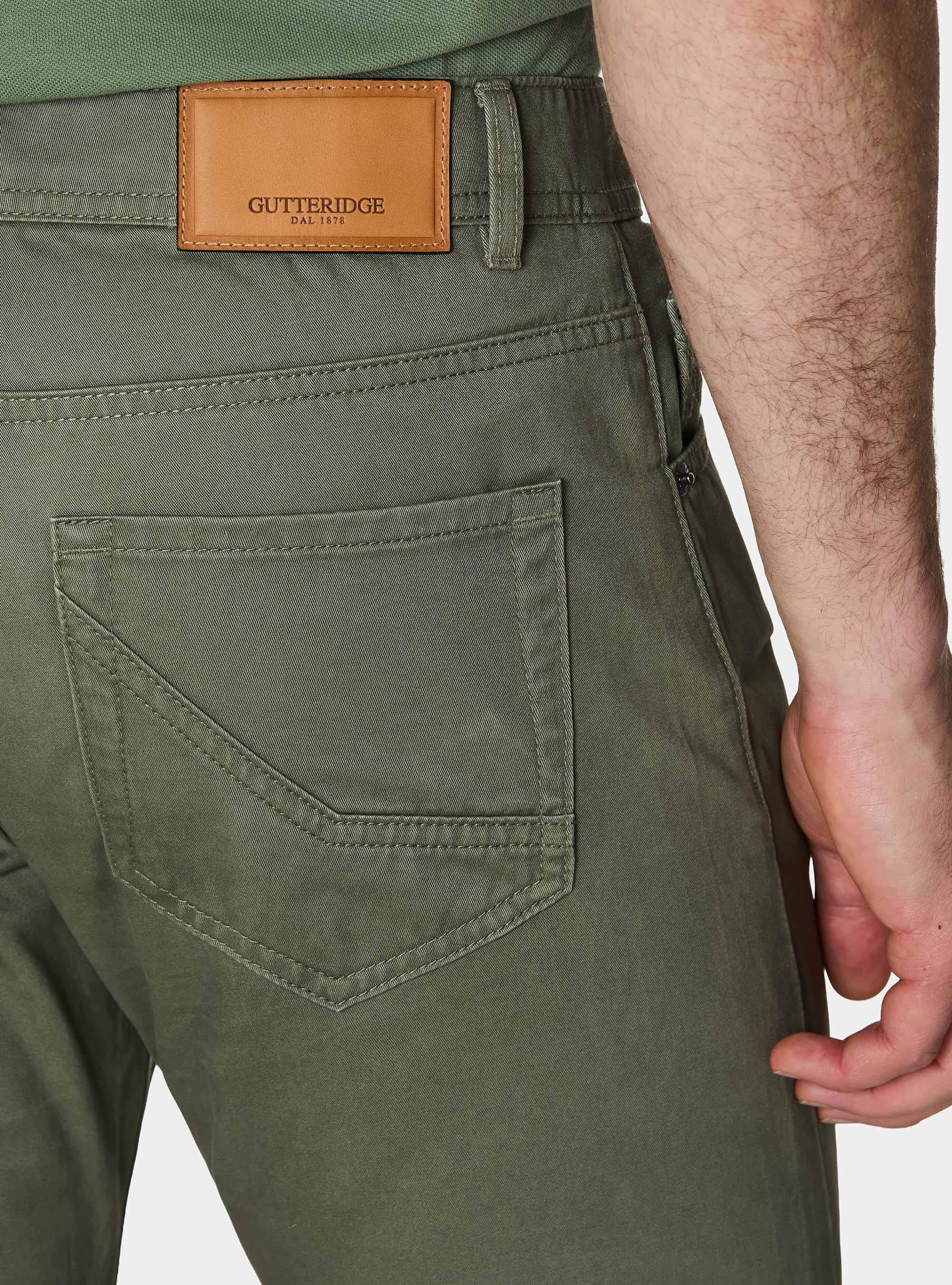 Pantalones slim fit de sarga de algod&oacute;n, SALVIA 0602C