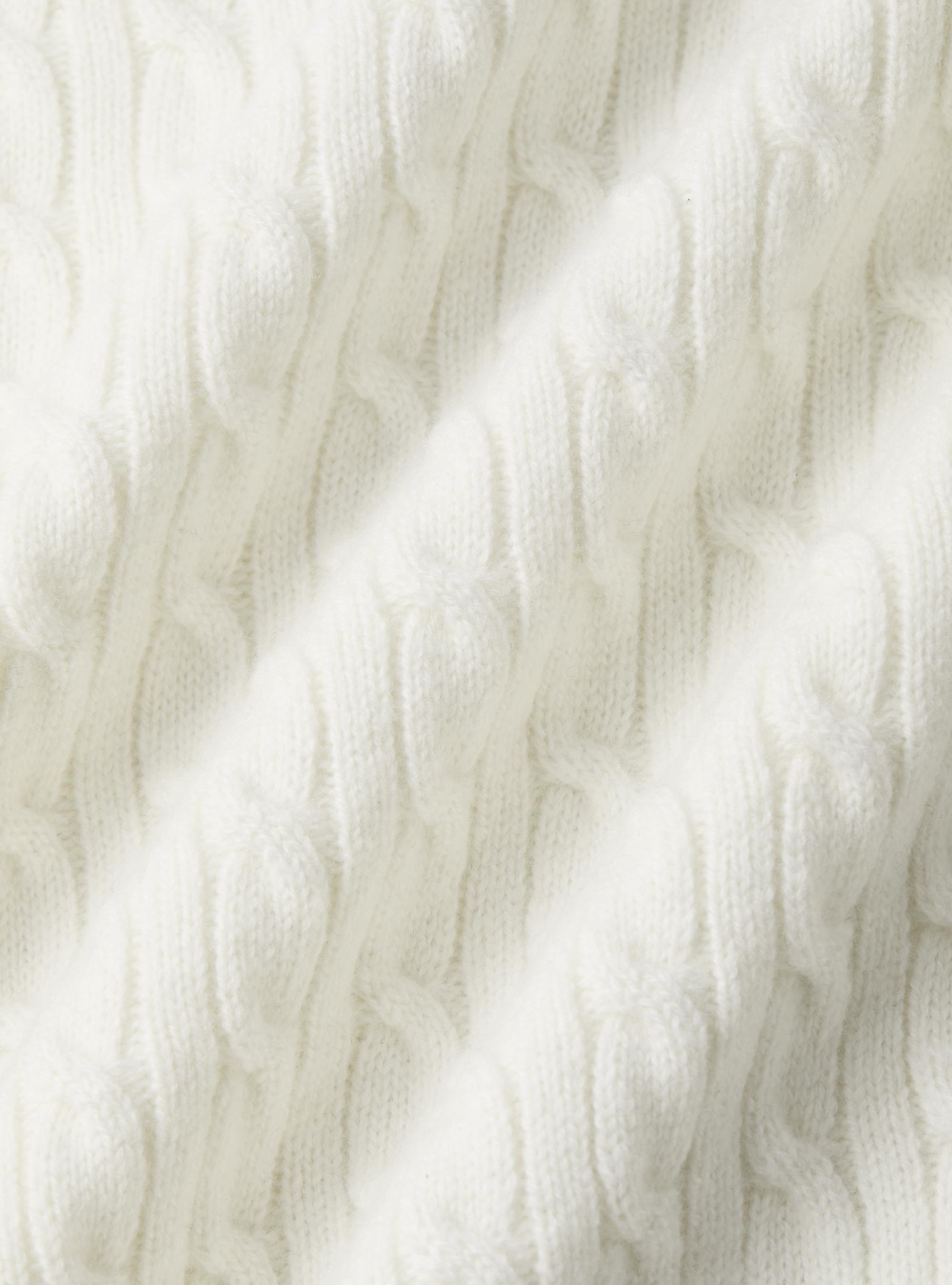 Crew-neck sweater with wool and cashmere braid, WHITE
