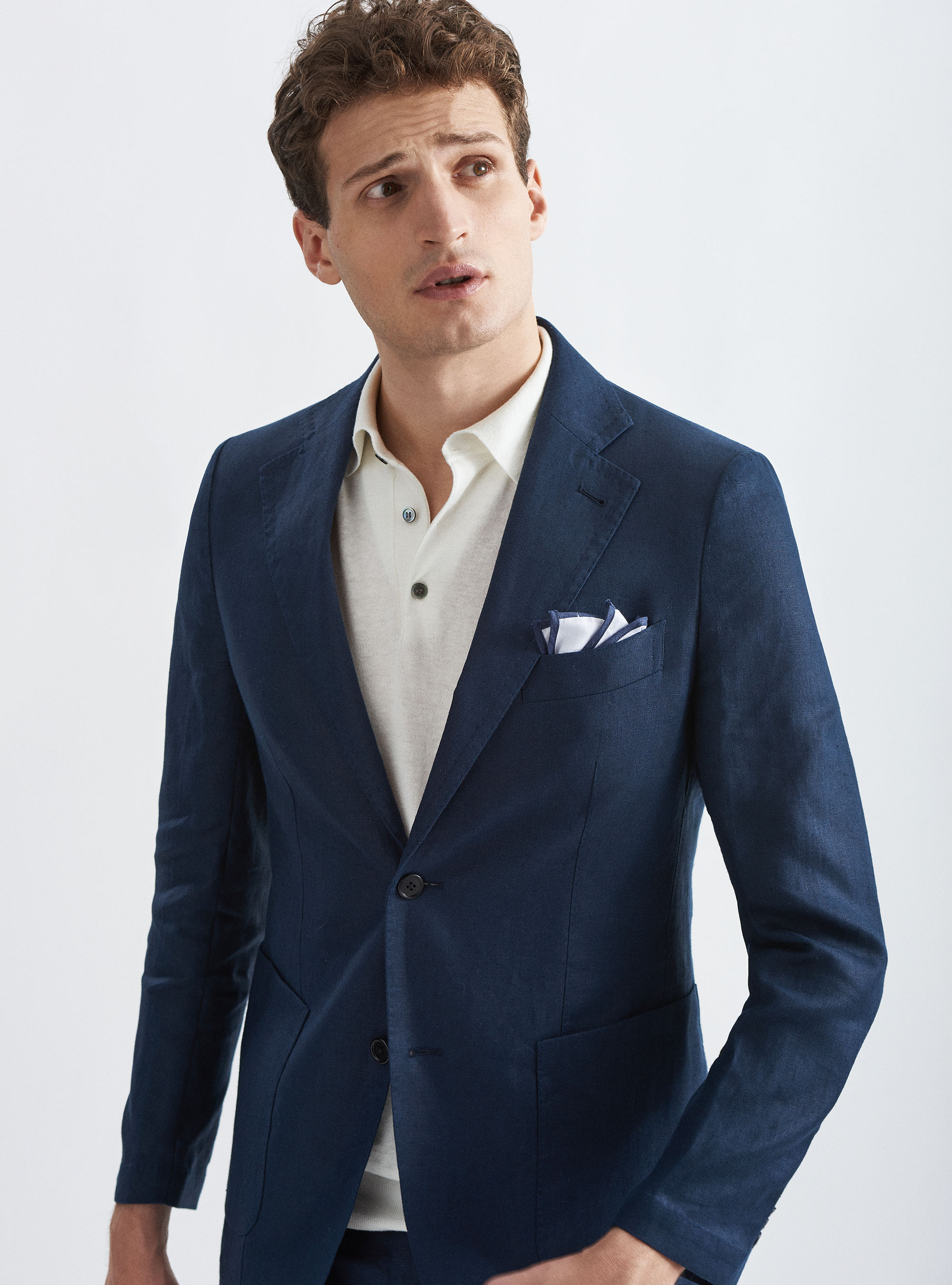 Giacca per abito in puro lino, BLU NAVY