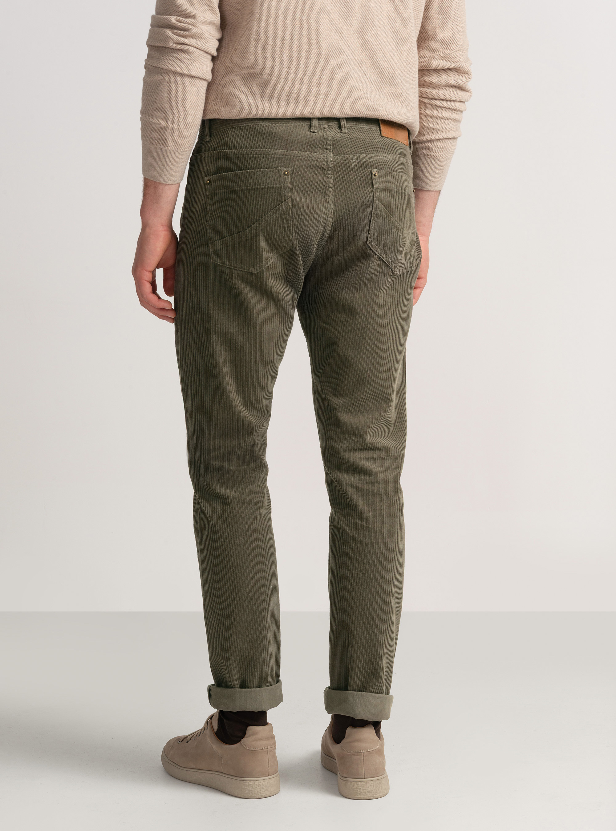 Pantaloni cinque tasche in velluto, VERDE