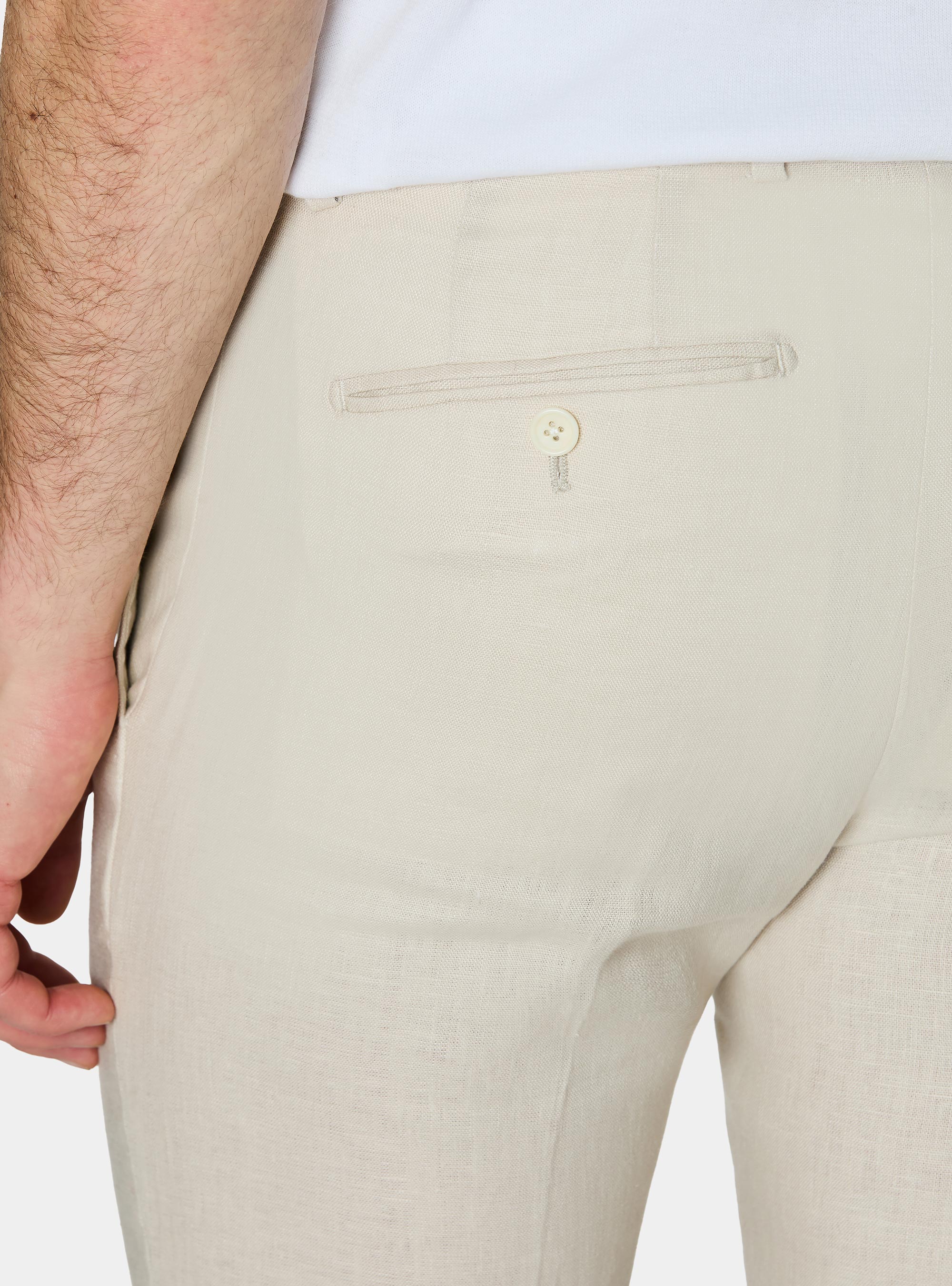 Pure linen suit trousers, ECRU