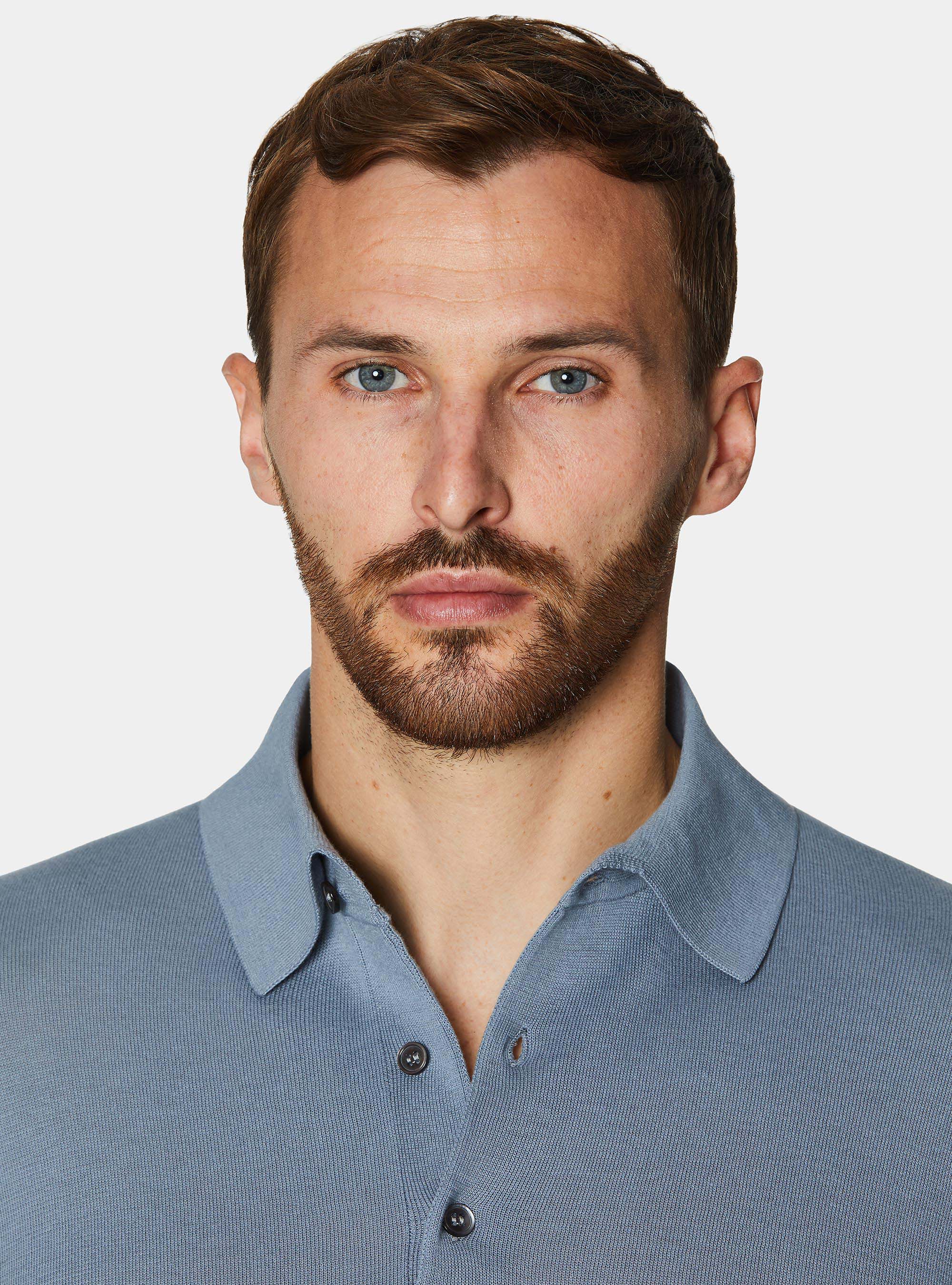 Extra-fine cotton knit polo shirt, AVIO 0292C