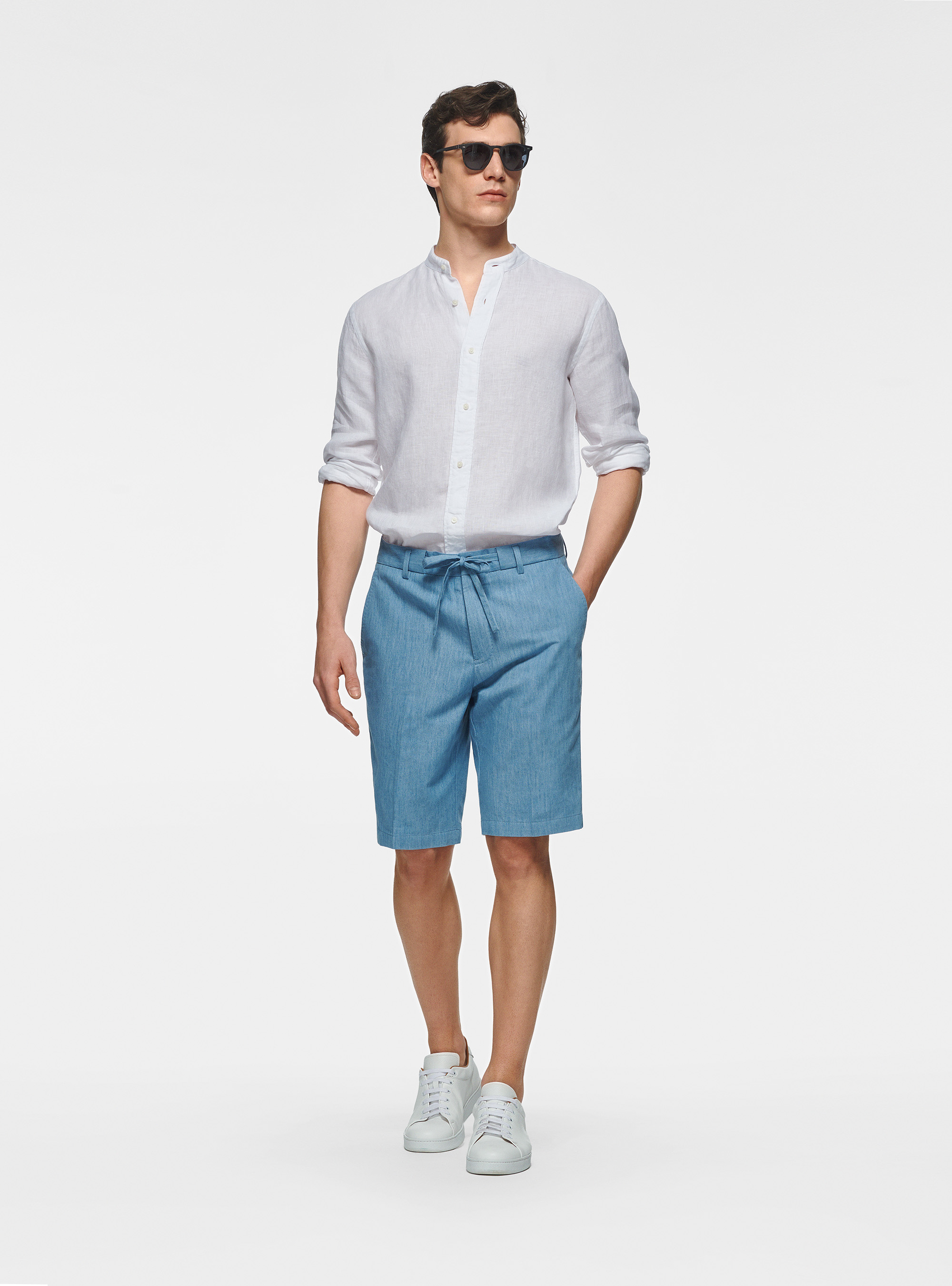 Korean shirt in pure linen, WHITE