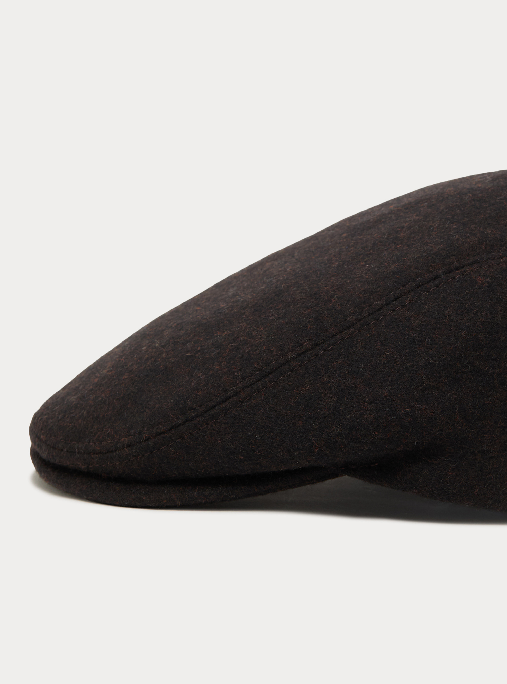 Solid color wool blend flat cap, BROWN