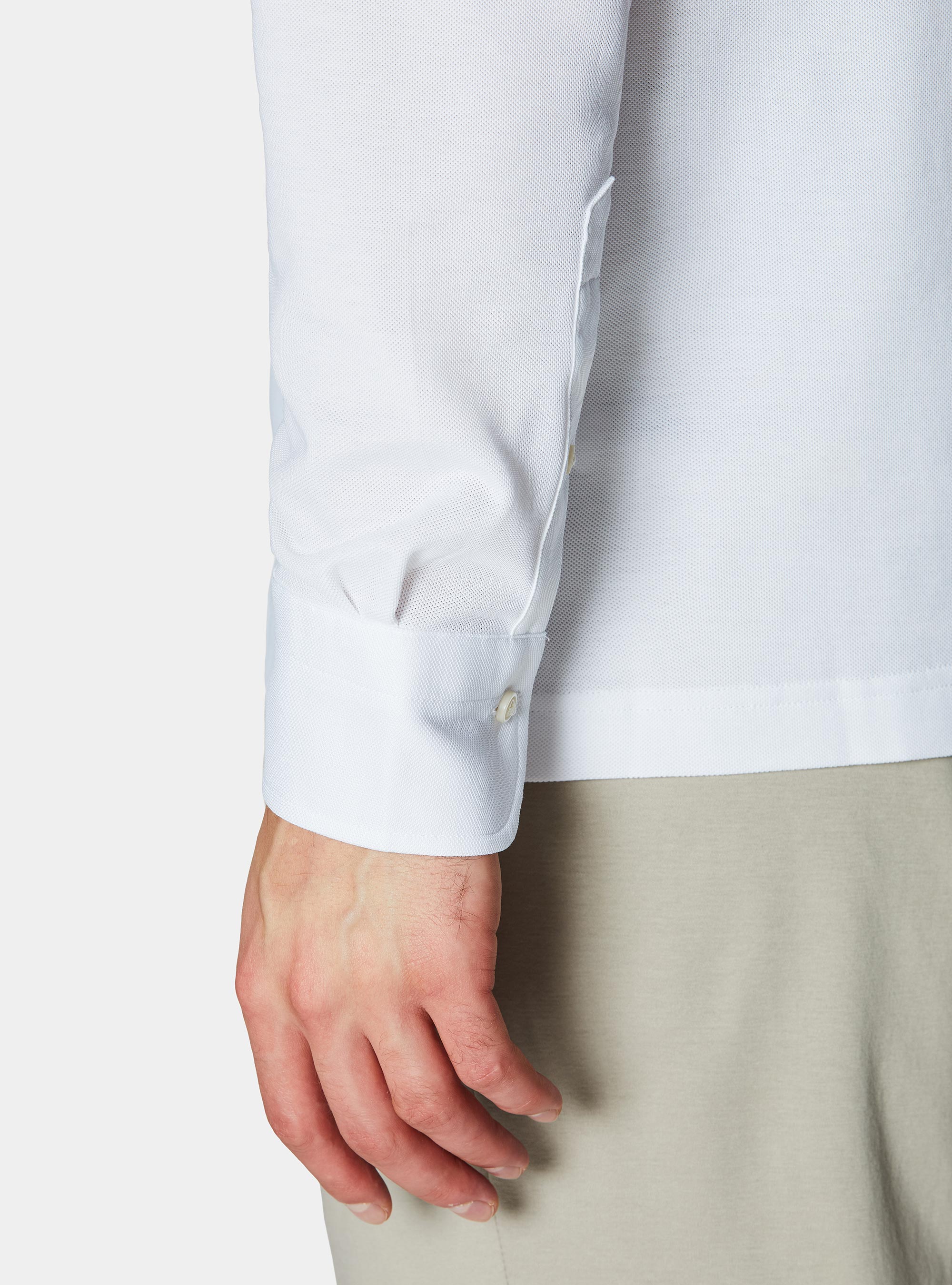 GT01 pique cotton blend polo shirt, WHITE