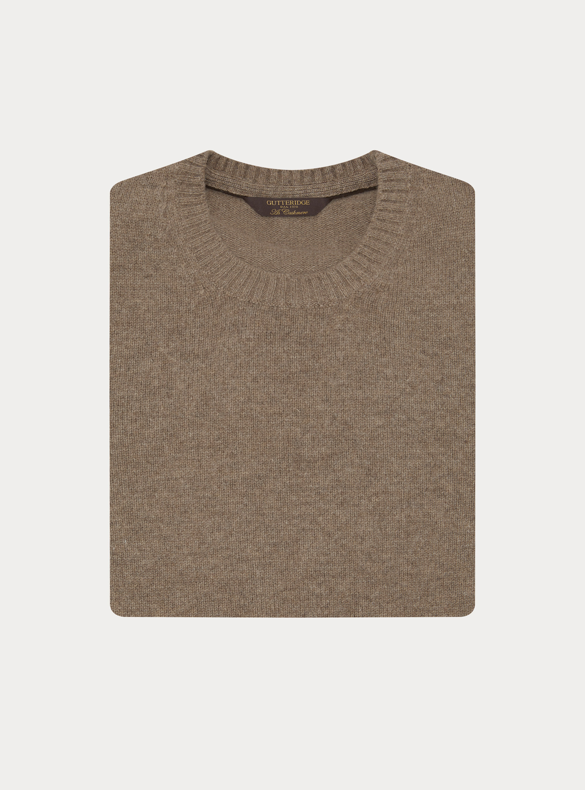 Maglia girocollo in misto lana e cashmere, FANGO