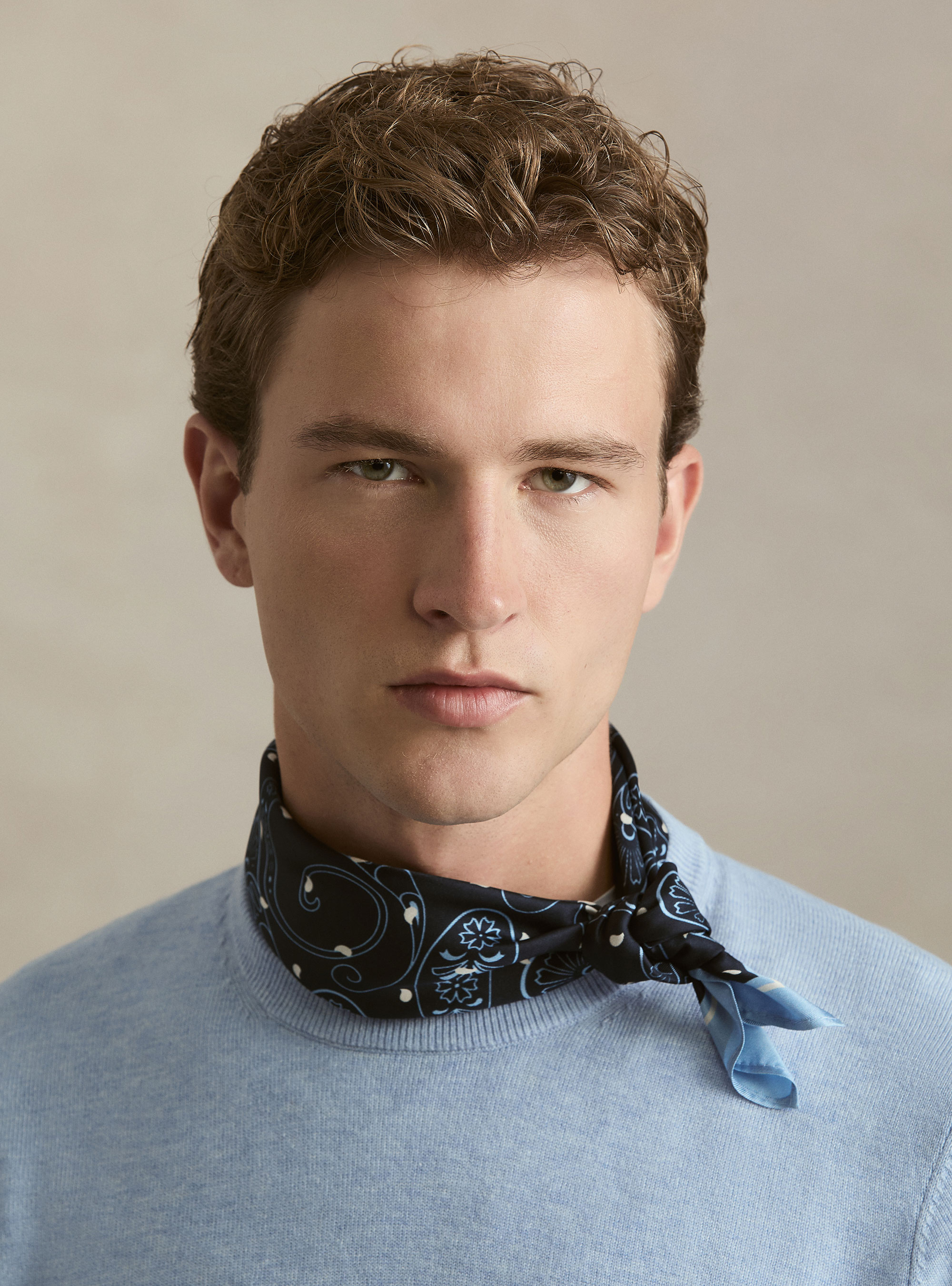 Wool and cashmere blend crewneck sweater, AZZURRO POLVERE 0283C