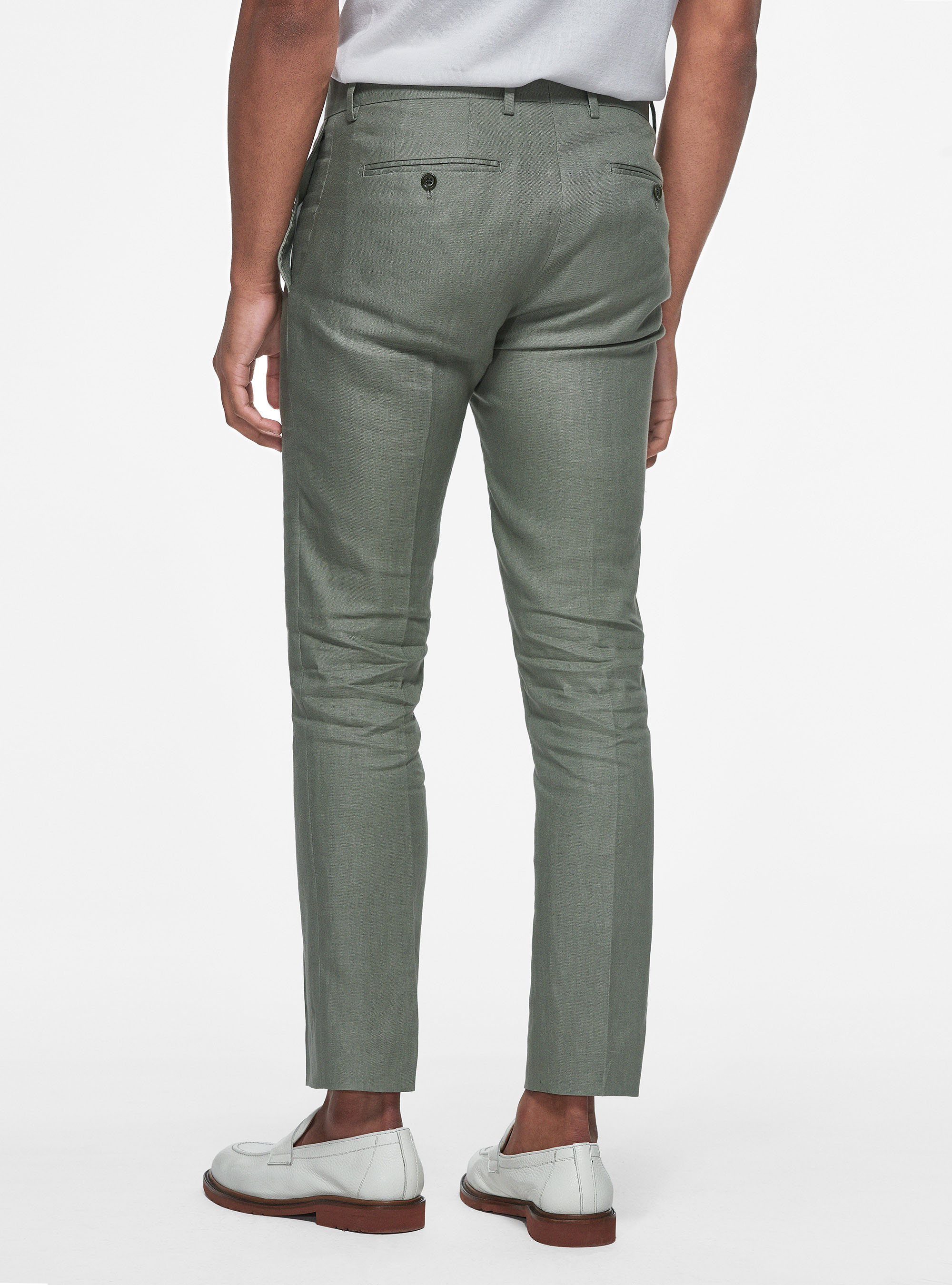 Pantaloni in puro lino, SALVIA 0602C