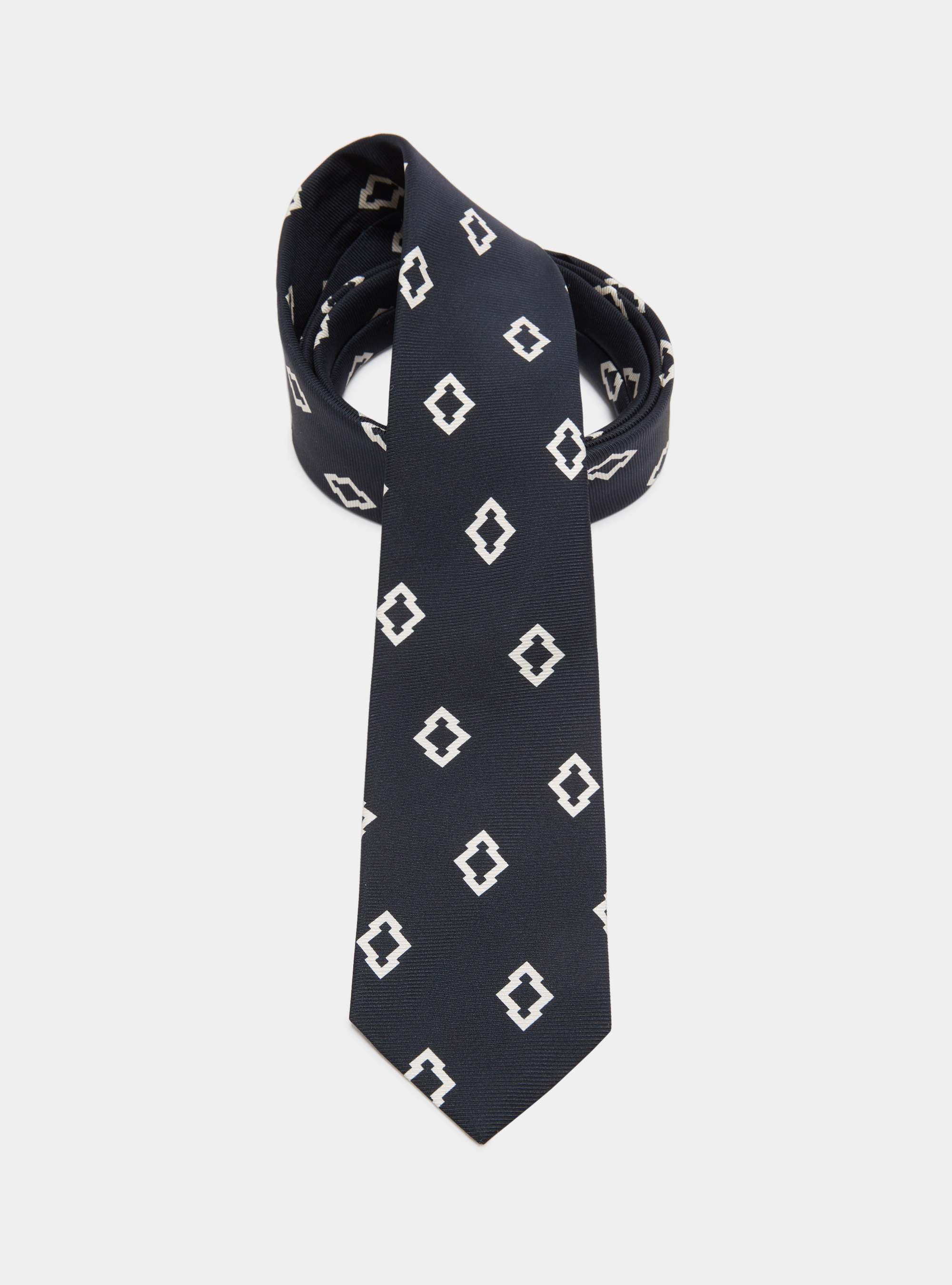 Corbata de seda con estampado &eacute;tnico, AZUL MARINO