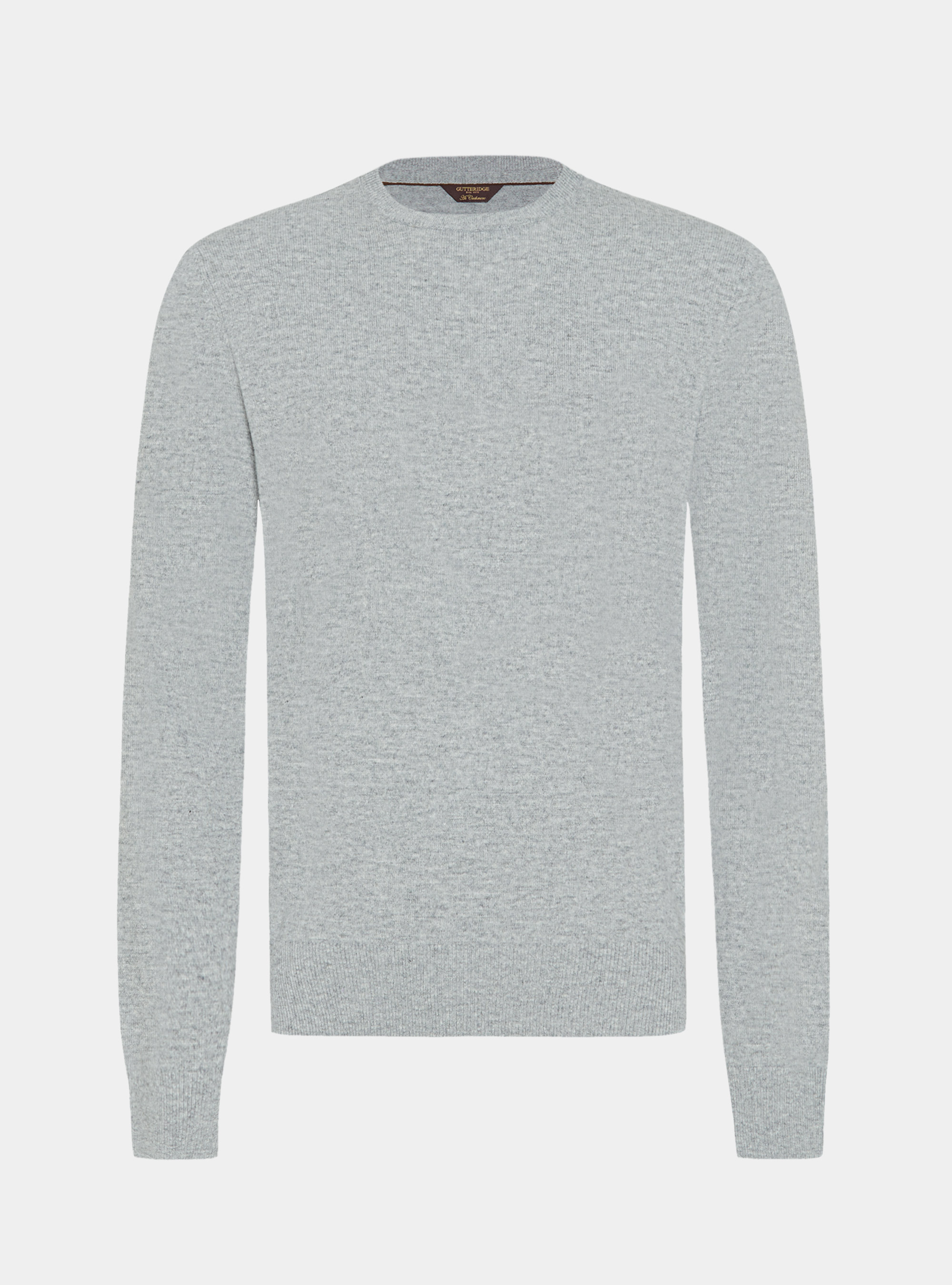 Rundhals-Pullover aus Lambswool und Kaschmir, GRIGIO CHIARO MEL 0150C
