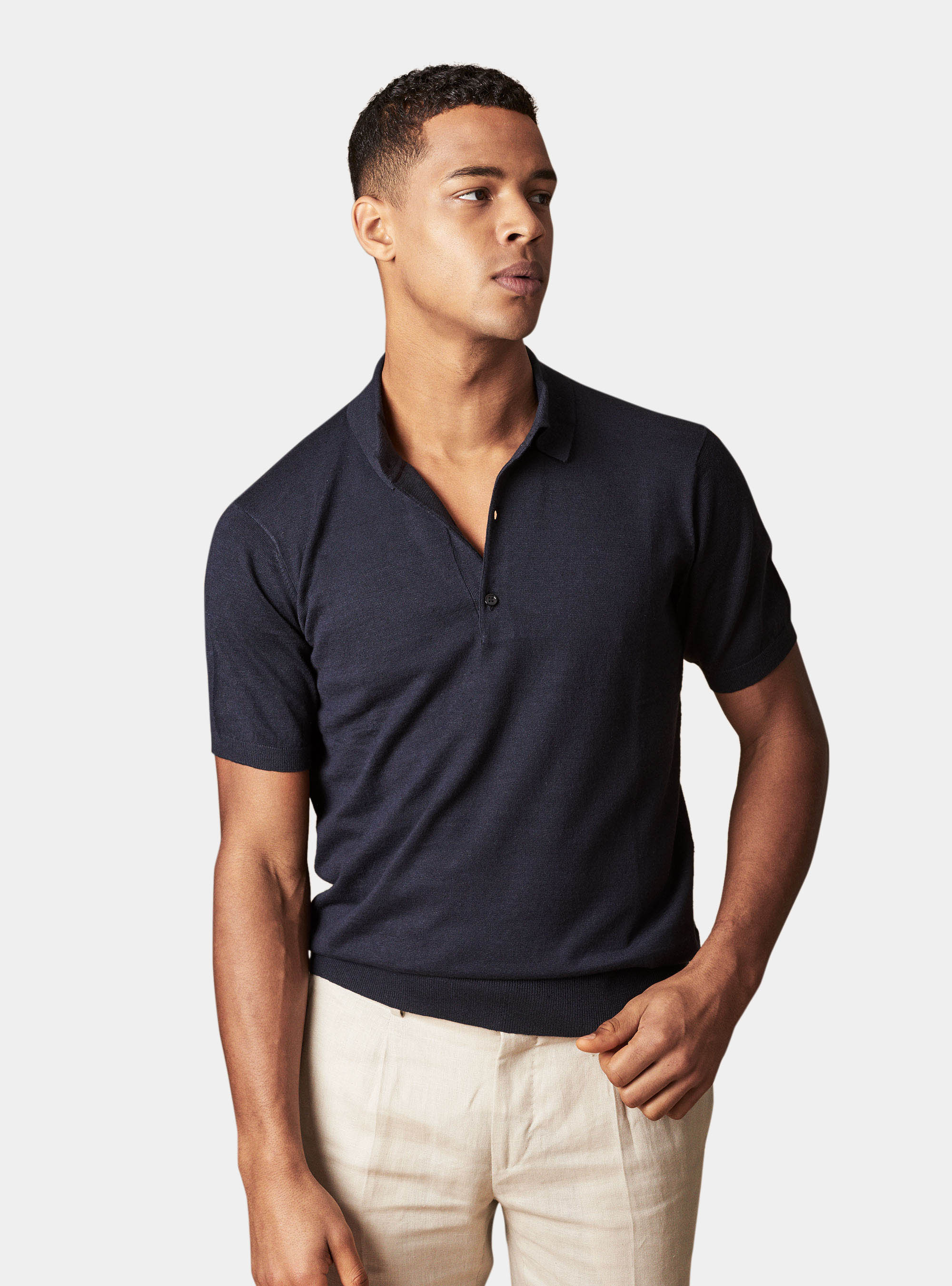 Jersey polo slim fit, AZUL MARINO