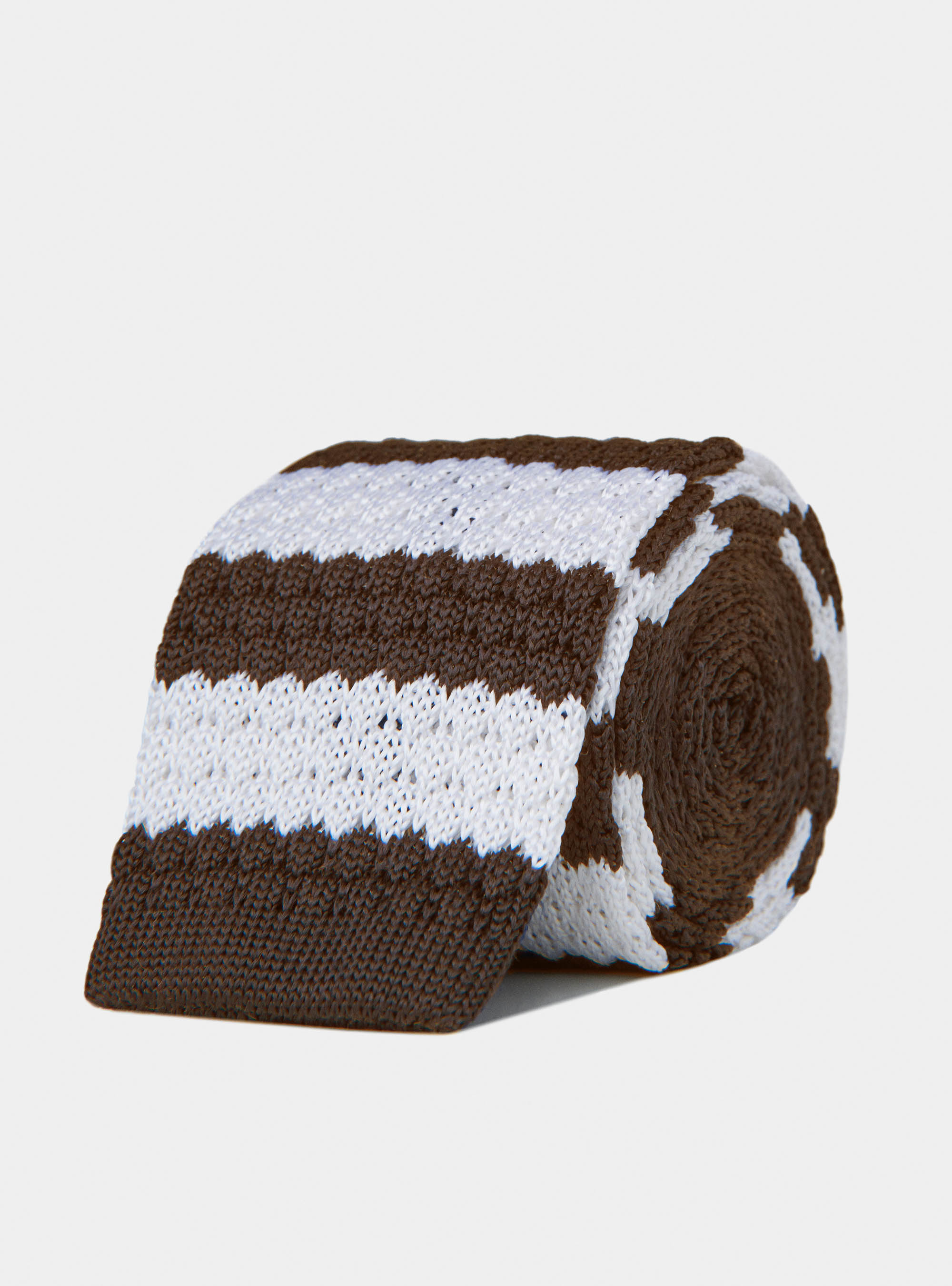 Striped knit tie, MARRONE 0508C