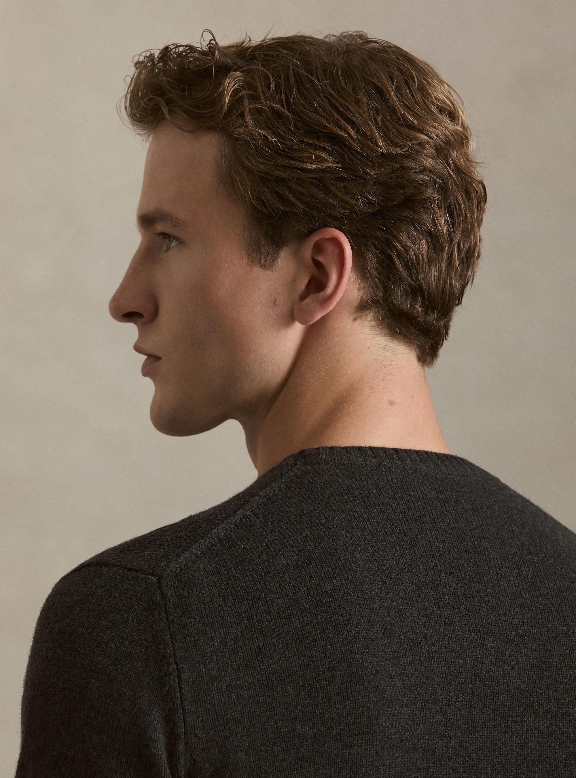 Maglia girocollo in misto lana e cashmere, ASFALTO
