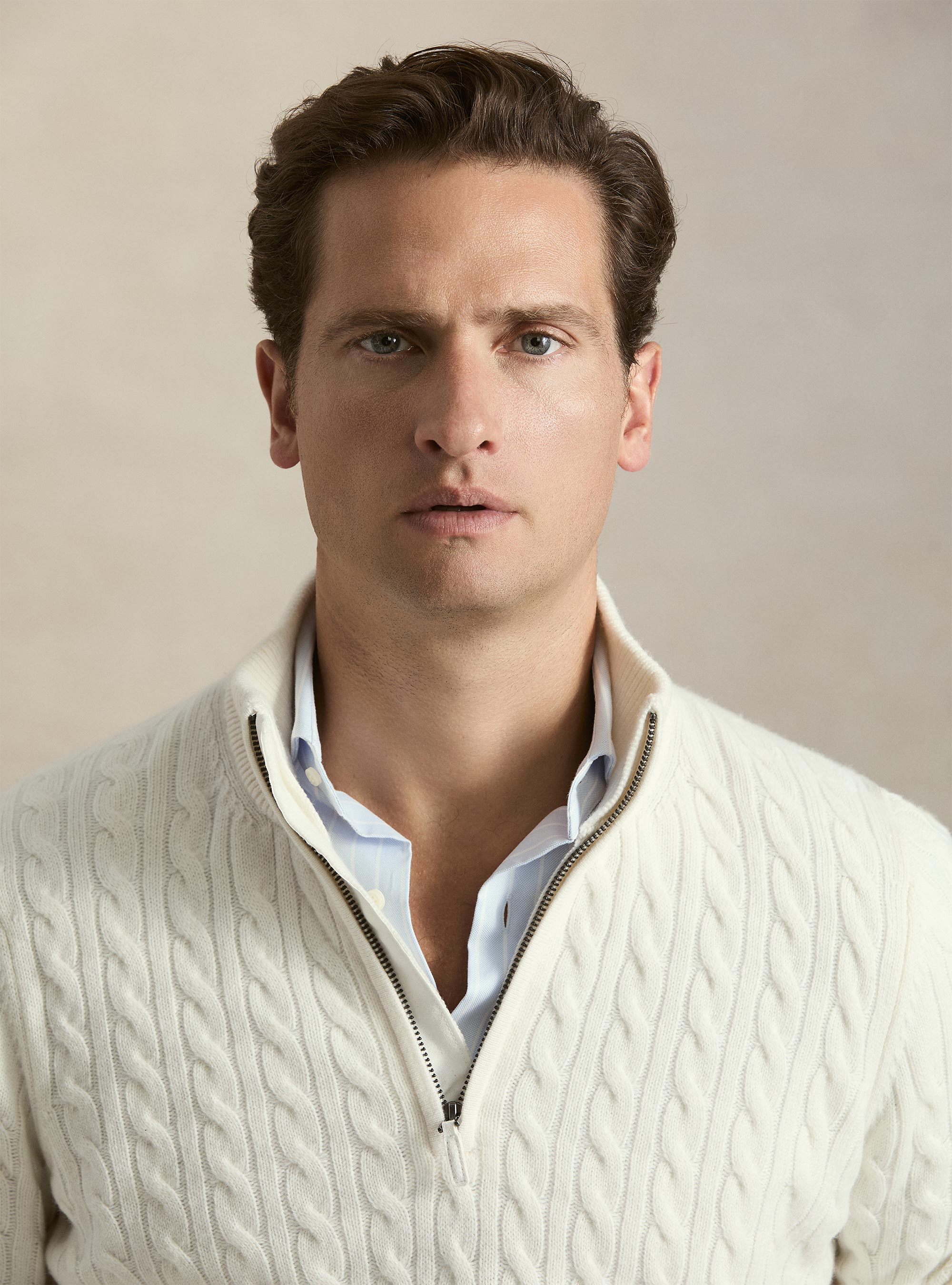 Zopfstrickpullover mit Mock-Neck aus Woll-Kaschmir-Mischung, BIANCO 0099C