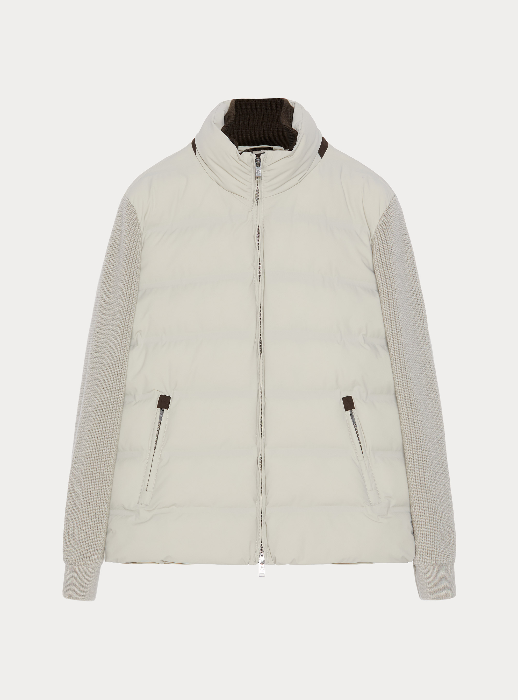 Bomber termosellada con mangas de lana, CRUDO