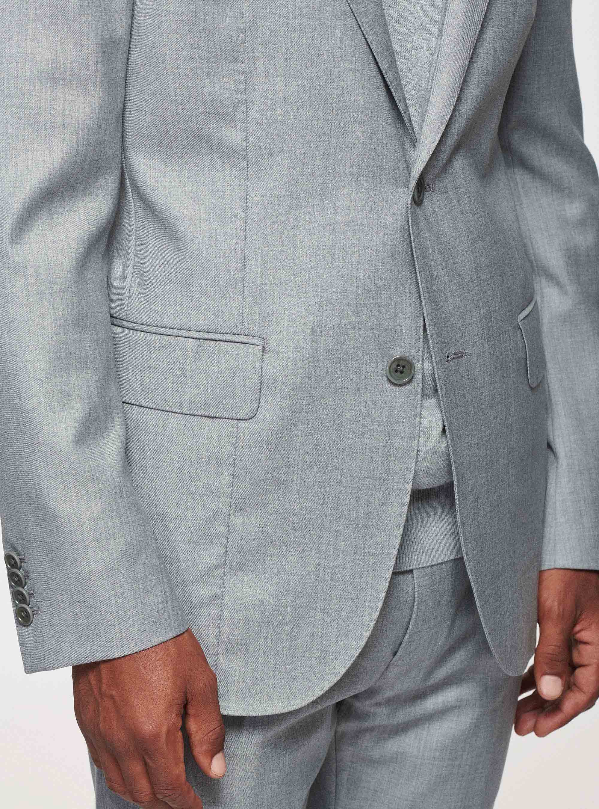 Americana de lana superfina Pure 110, GRIS CLARO JASPEADO