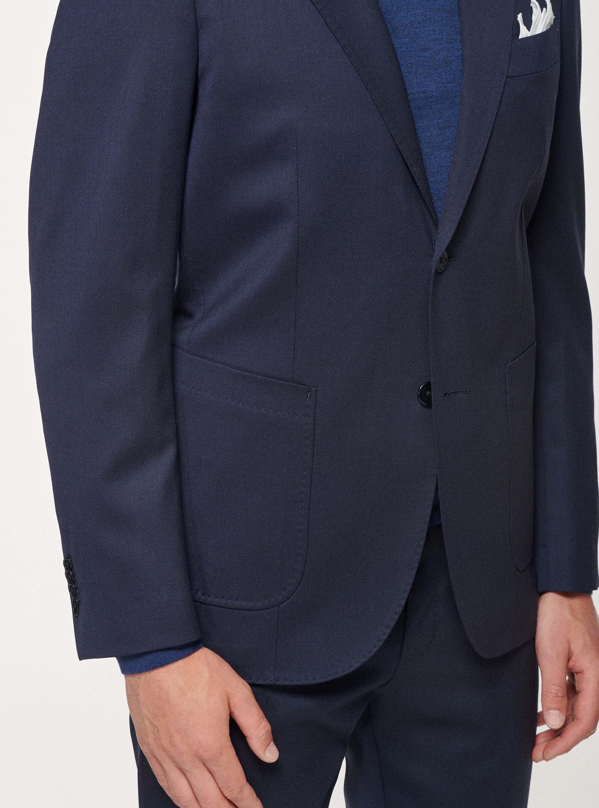 Giacca travel in pura lana stretch, BLU NAVY