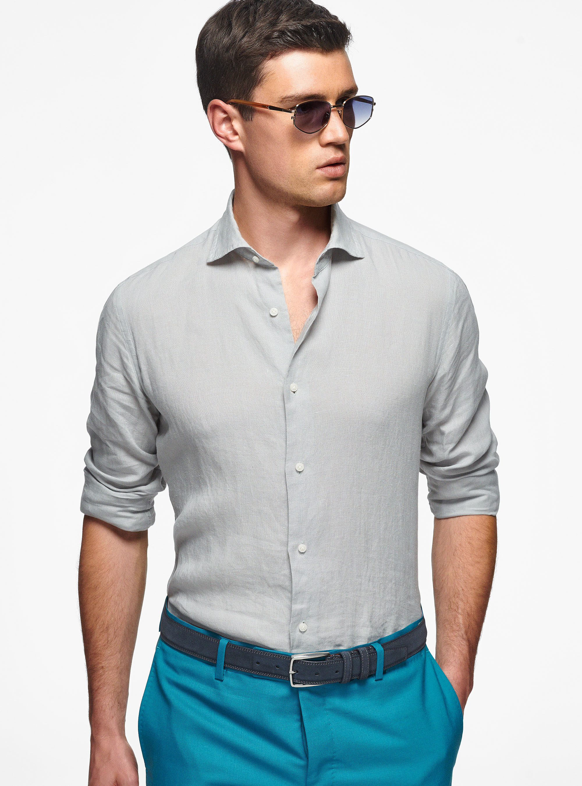 Camicia in puro lino, PERLA 0178C