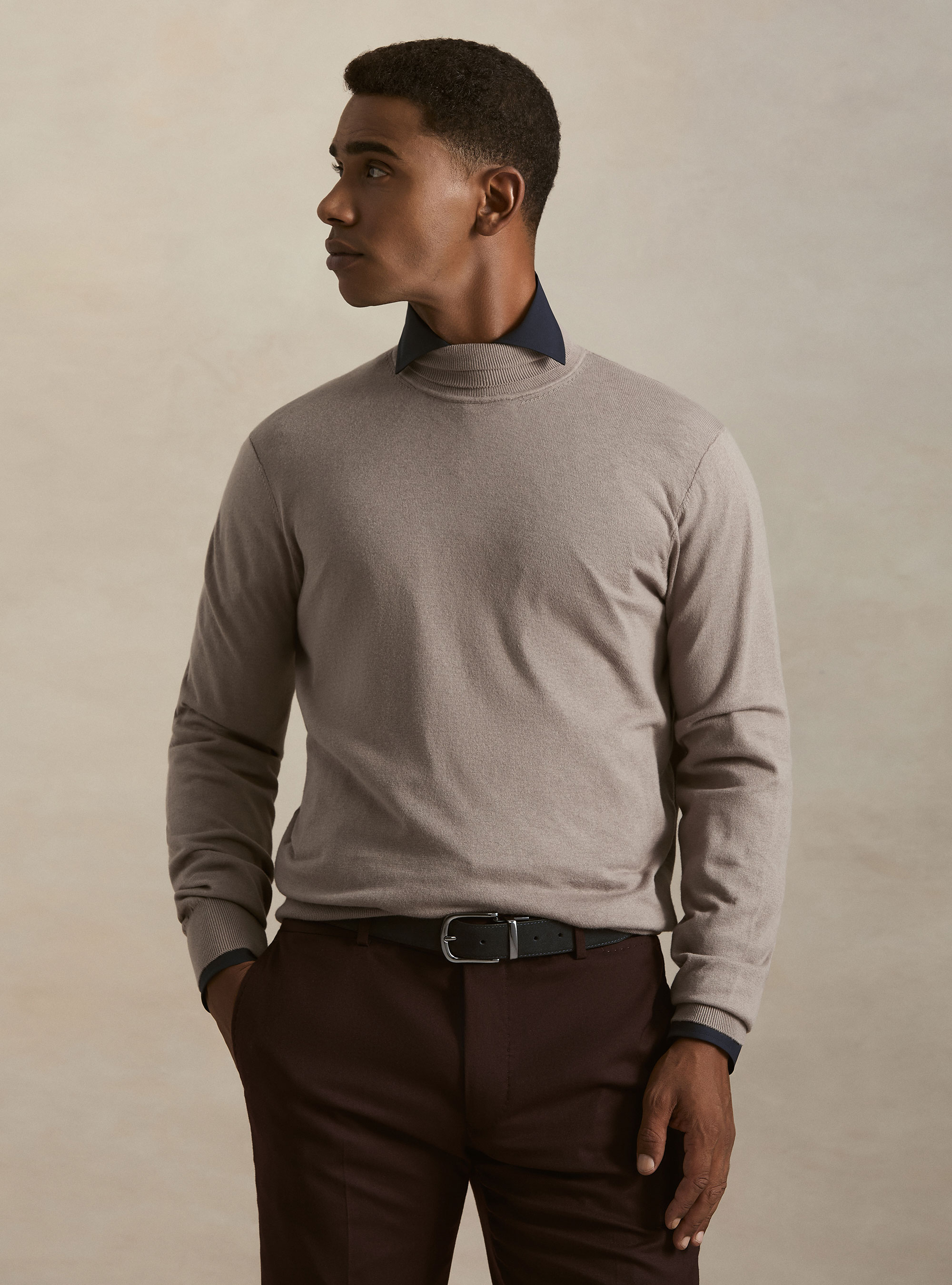 Dolcevita in cotone e cashmere, FANGO 0568C