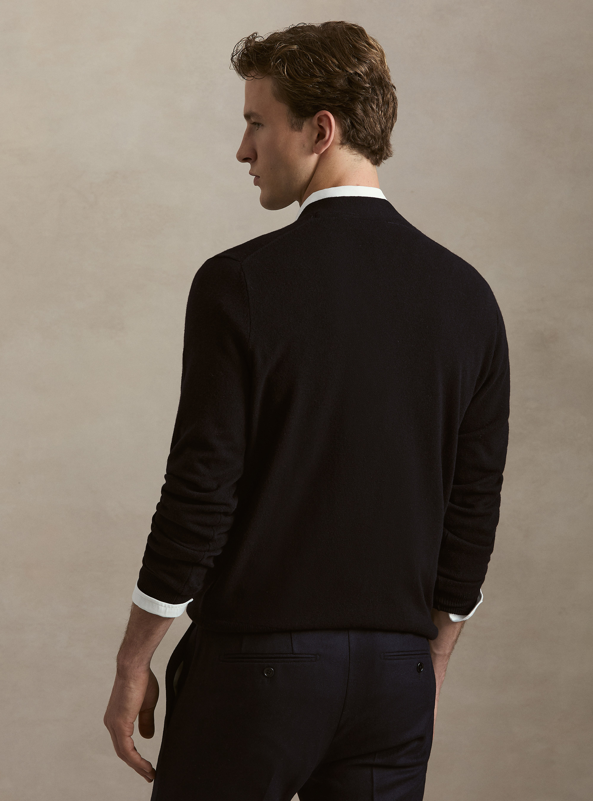 Cardigan in maglia con bottoni in lana lambswool e cashmere, BLU NAVY