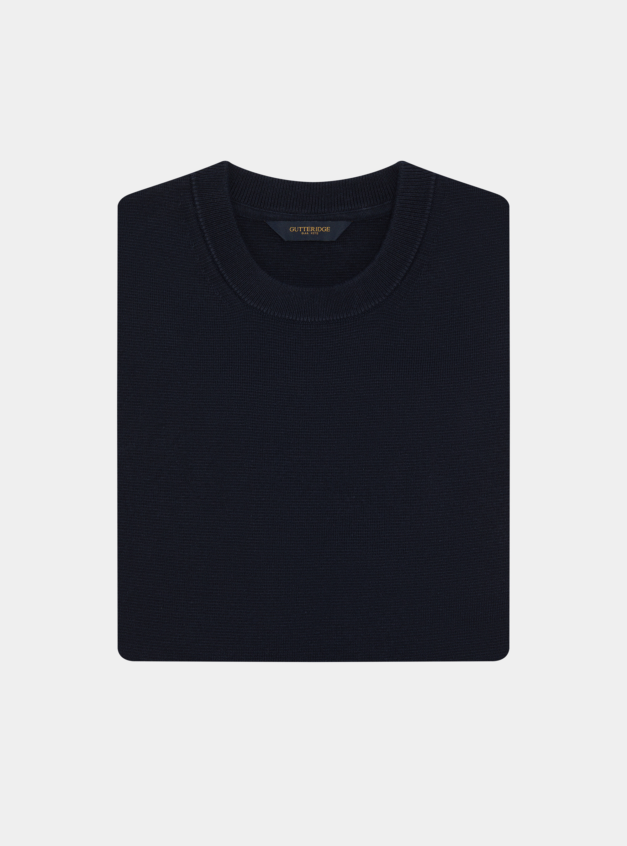 Pull &agrave; col rond en coton m&eacute;lang&eacute;, BLEU MARINE