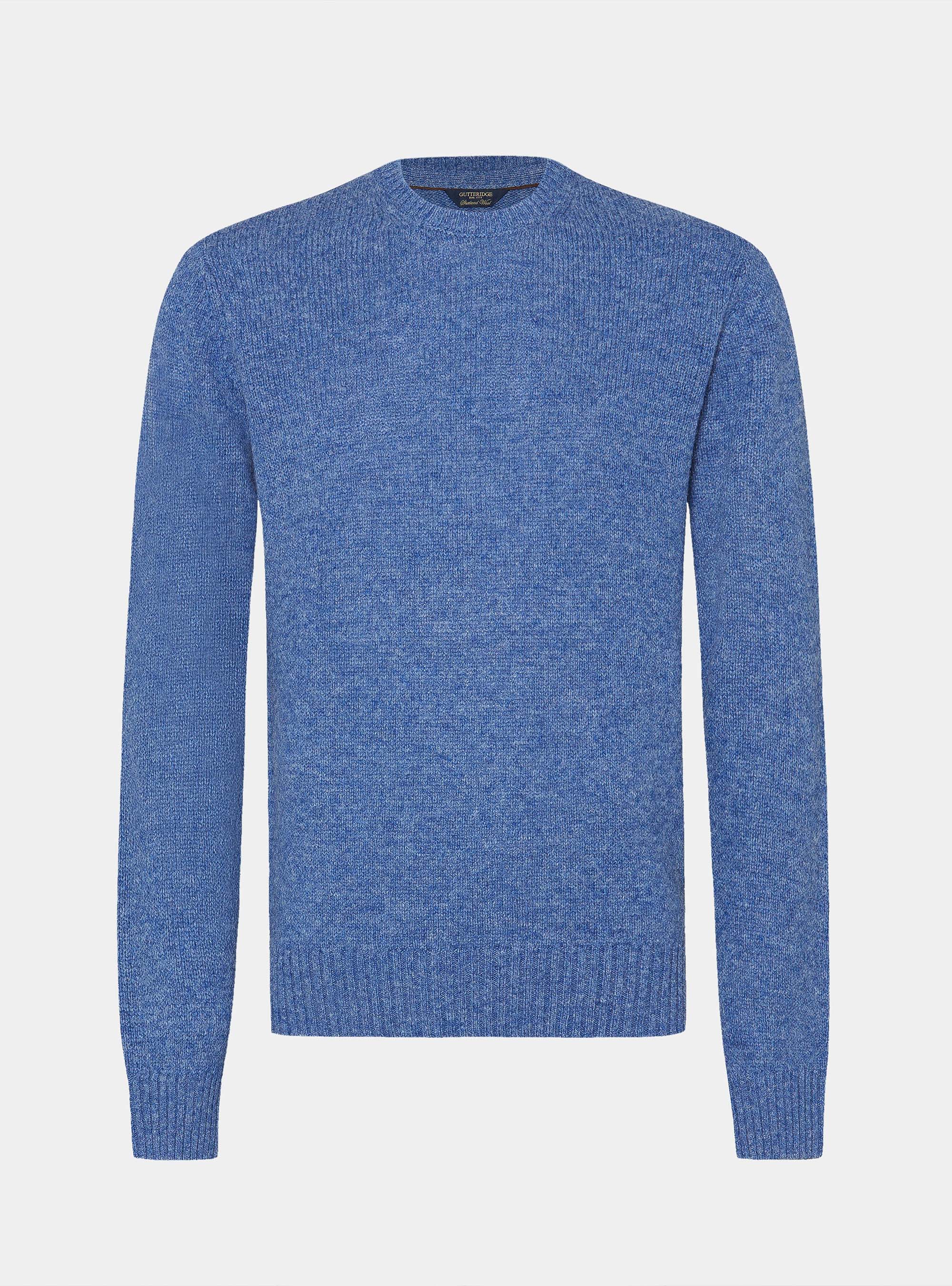 Rundhalspullover aus reiner Shetlandwolle, 0243C DENIM