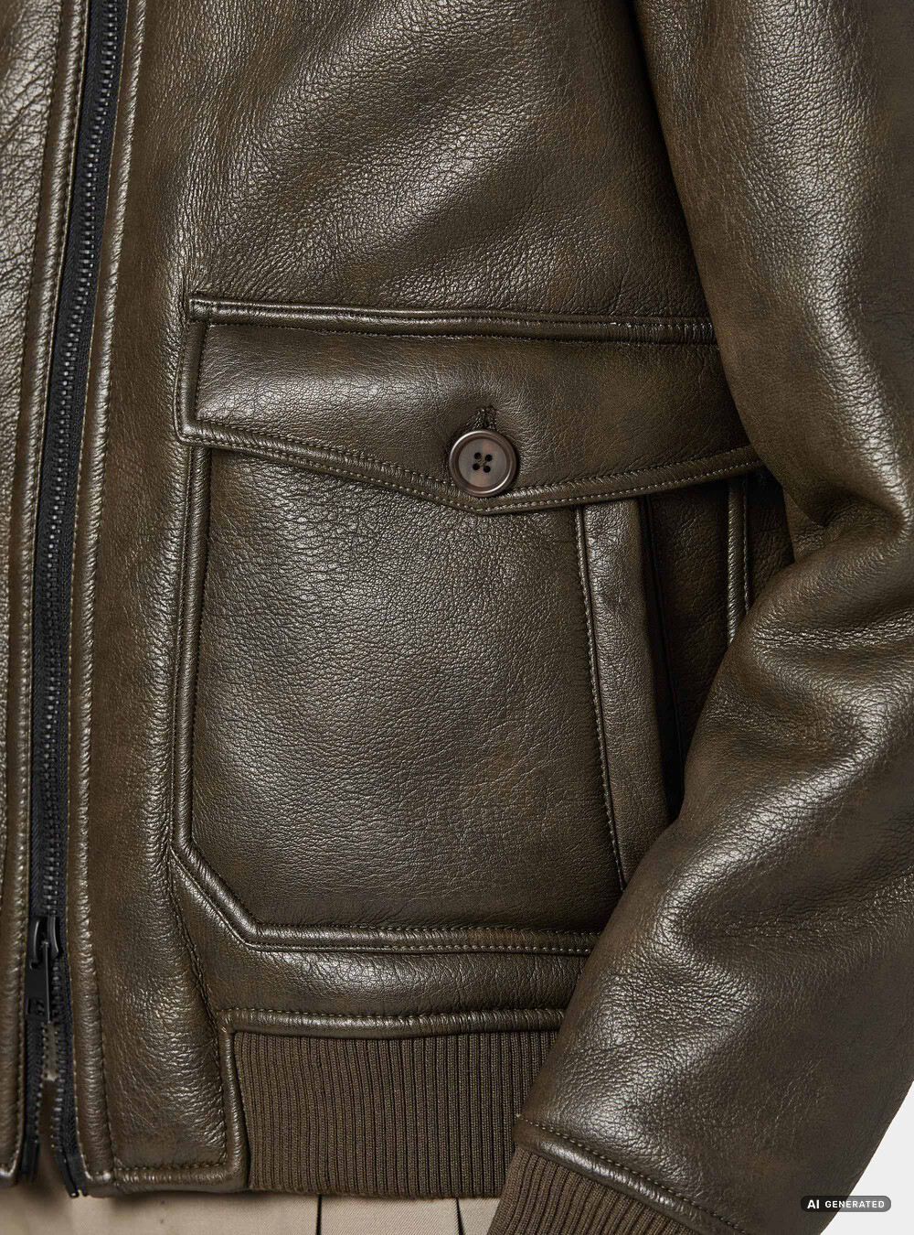 Bomber in similpelle con tasconi, MILITARE 0609C