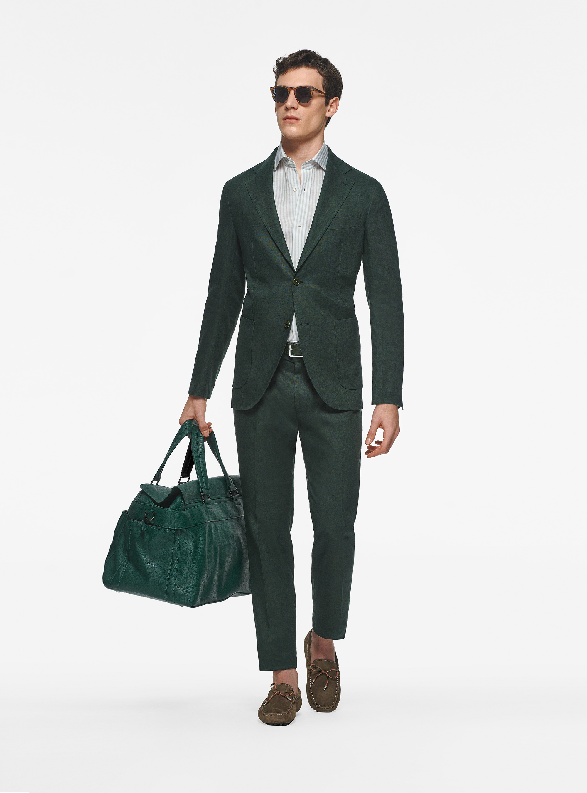 Pantaloni in puro lino, VERDE