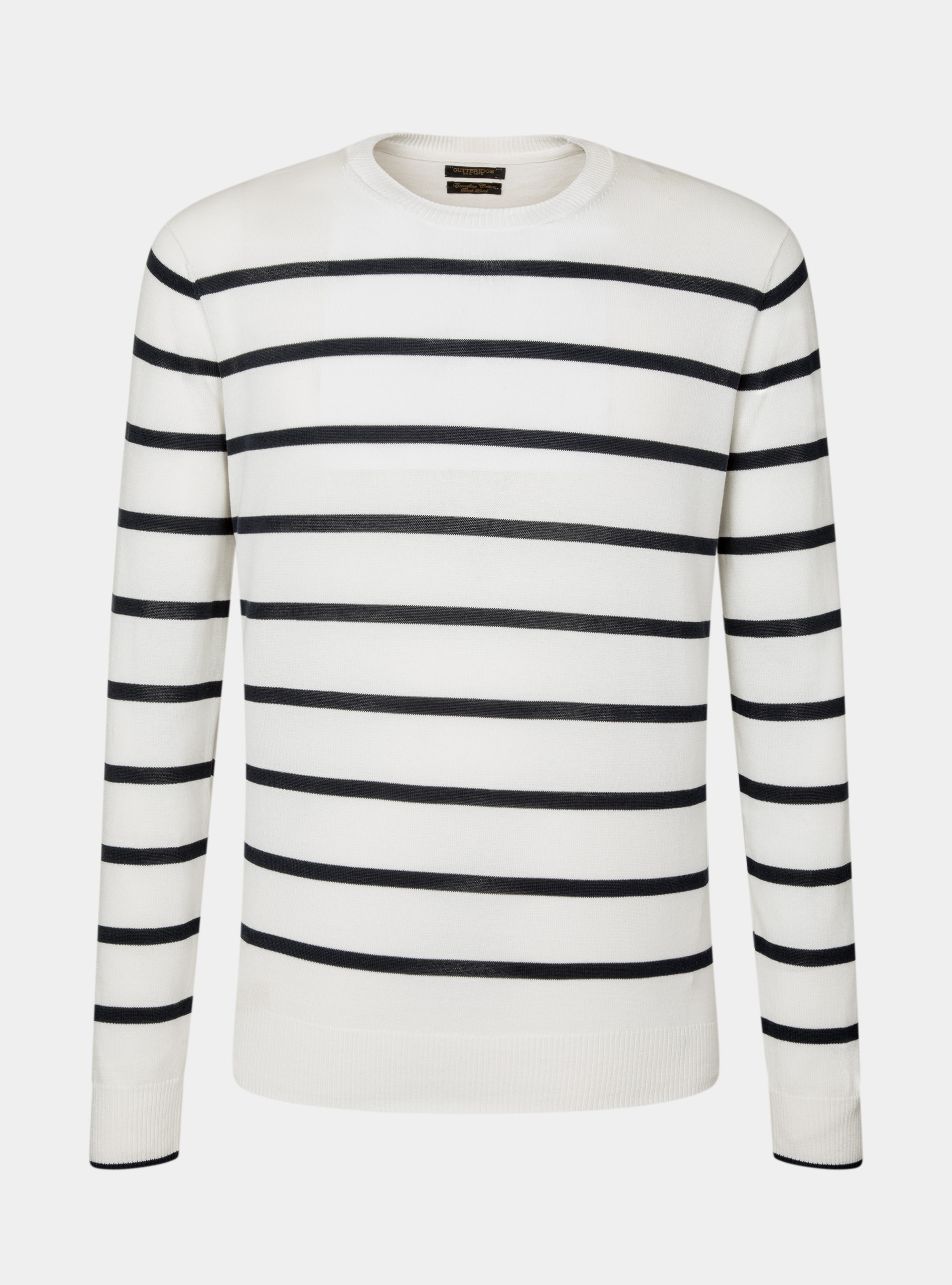 Striped knit pullover, WHITE