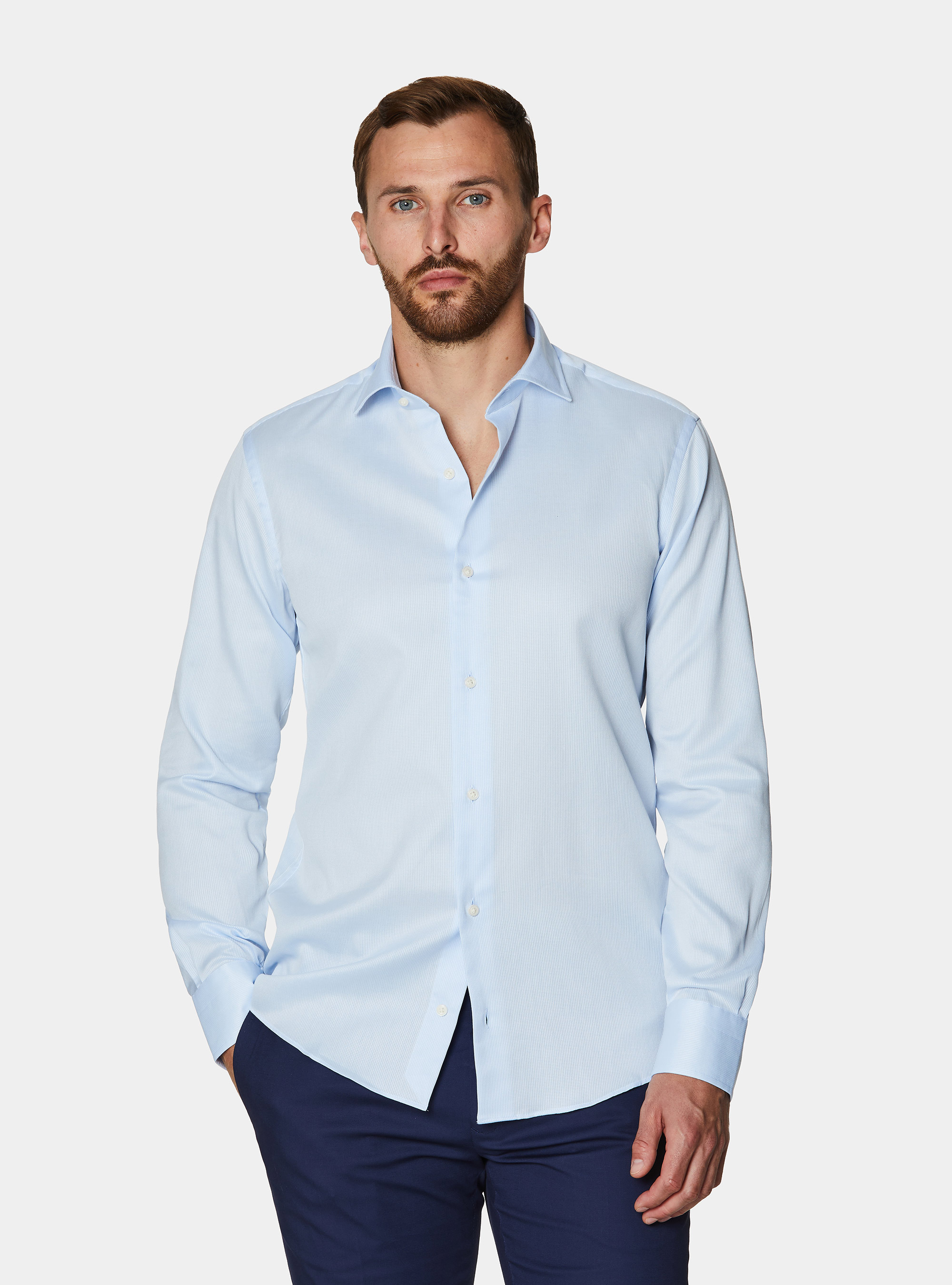 Textured cotton shirt, LIGHT BLUE