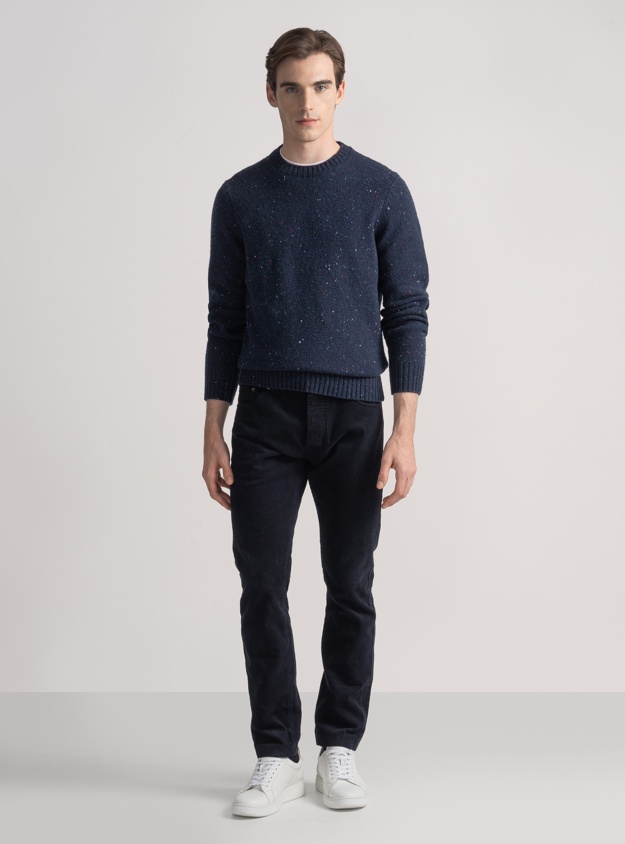 Five-Pocket-Hose aus Samt, NAVY 0218C