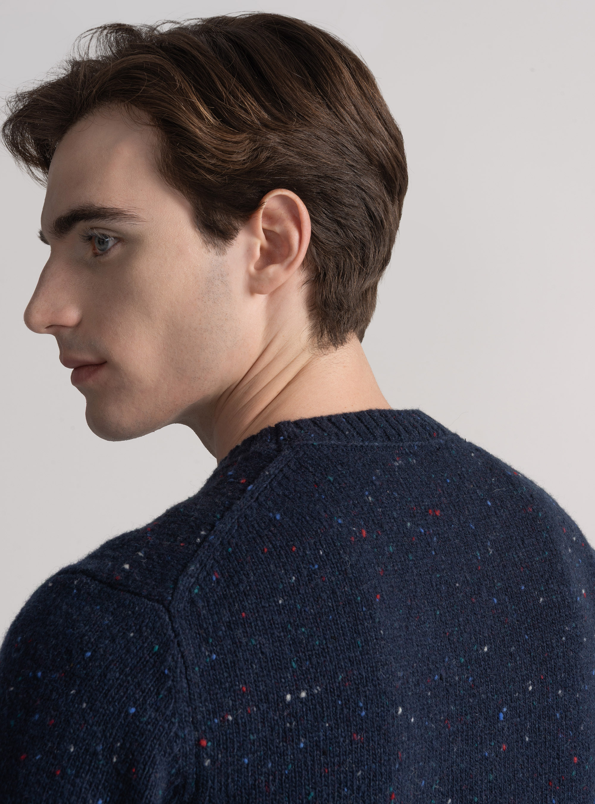 Crew-neck sweater in wool blend, NAVY BLUE