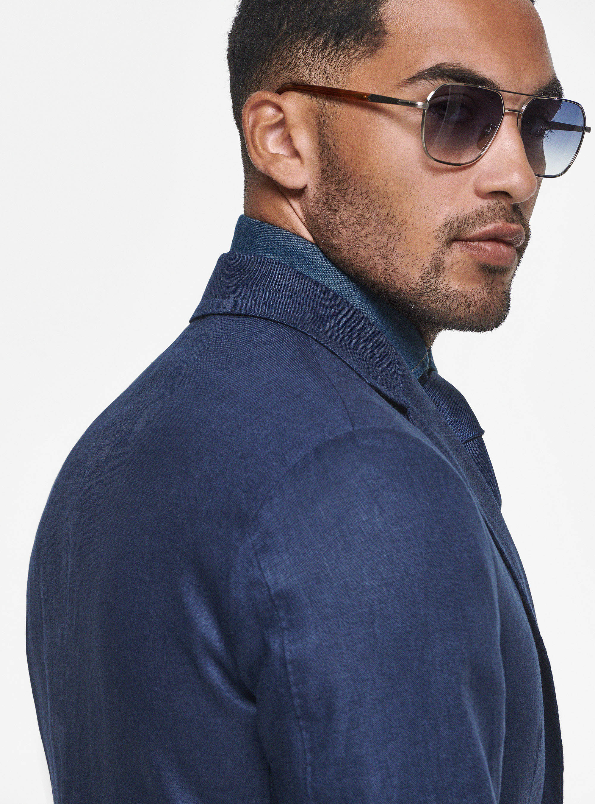 Giacca in puro lino, BLU