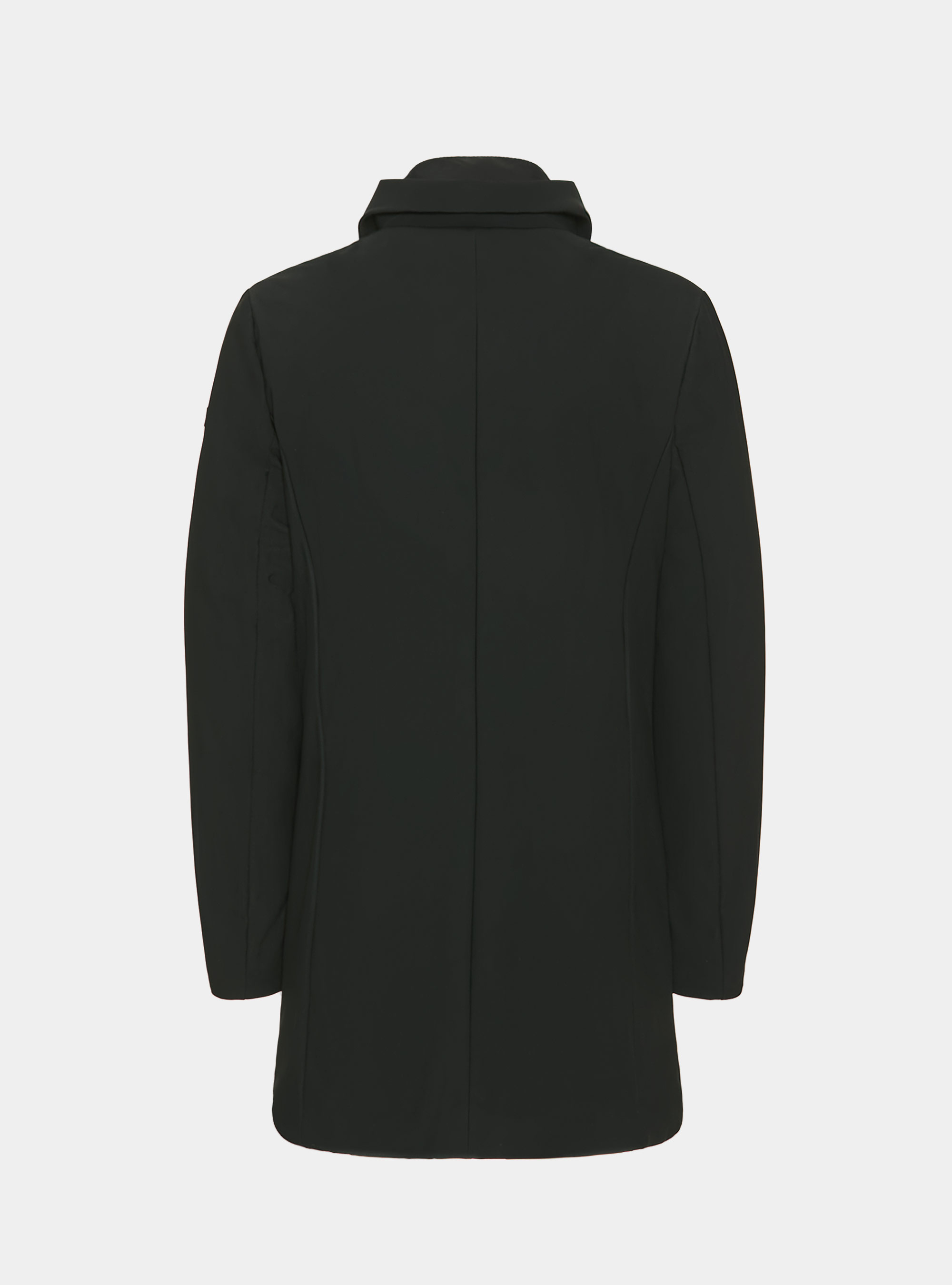 Long padded jacket with removable bib, BLACK