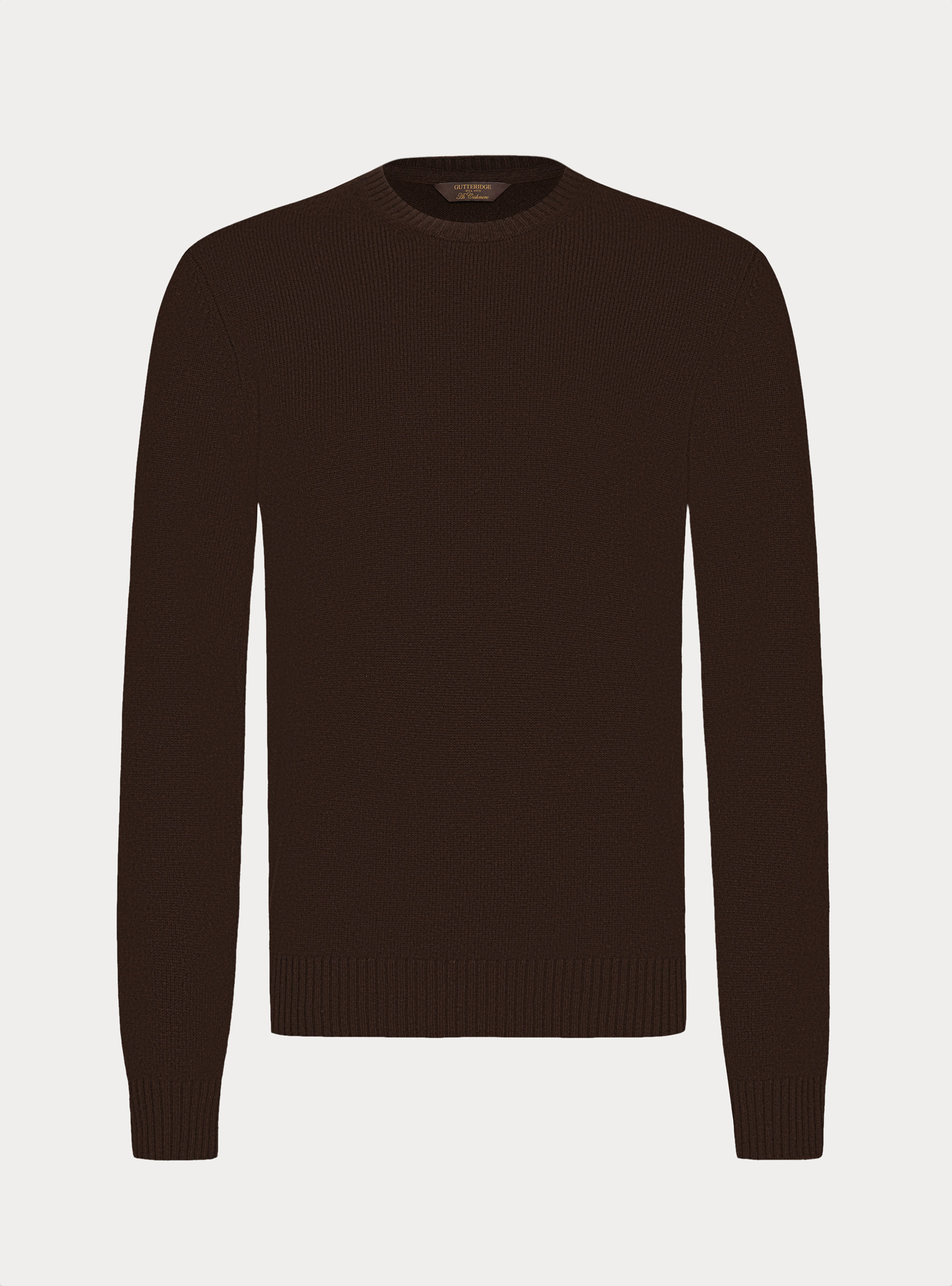 Maglia girocollo in misto lana e cashmere, MARRONE
